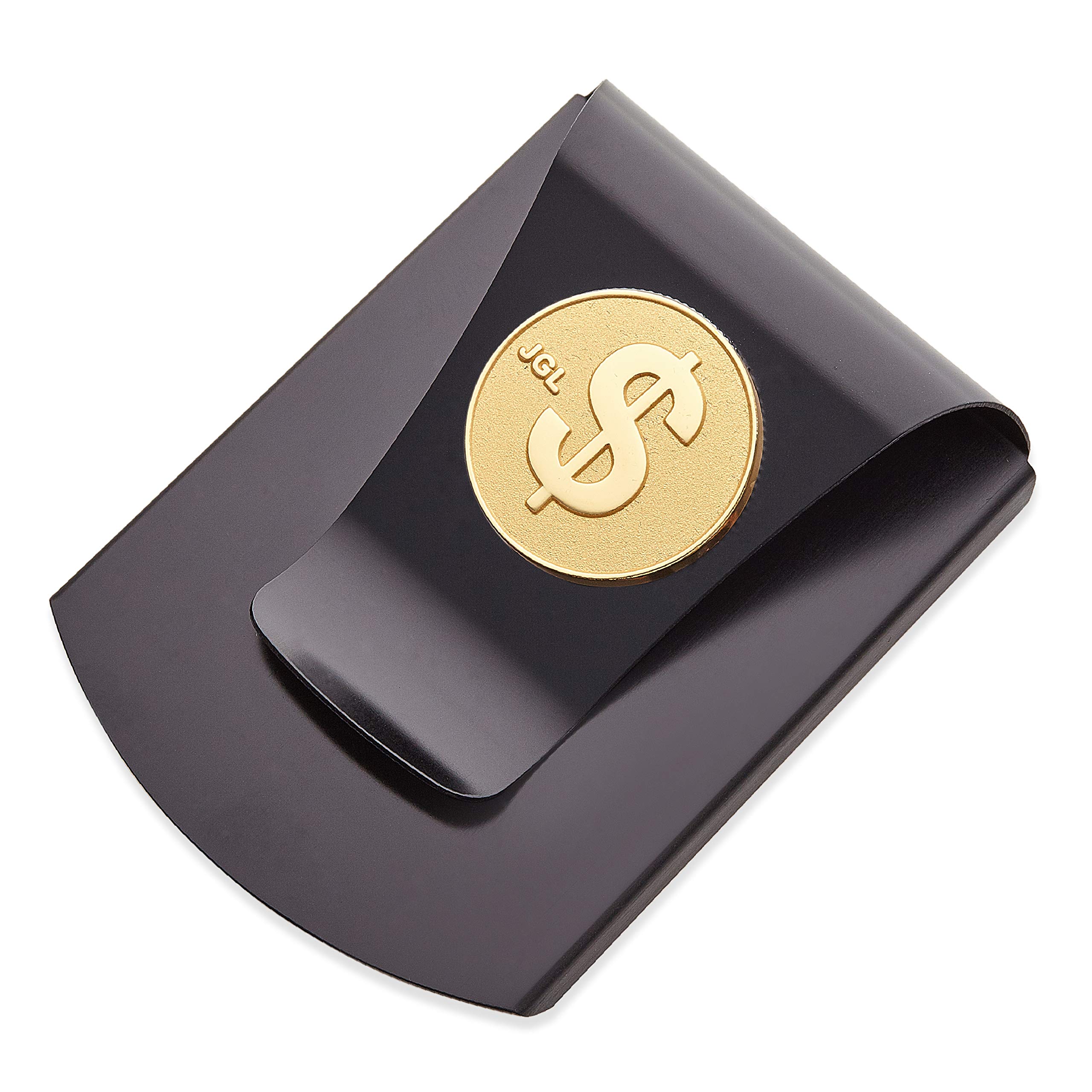 Smart Money Clip, Double-Sided Card Holder Money Clip Wallet, Slim Minimalist Pocket Wallet for Men, Graduates, Gift - Gunmetal + Gold $, gunmetal + gold medallion, 2.9 inches long x 2.25 wide-image-49