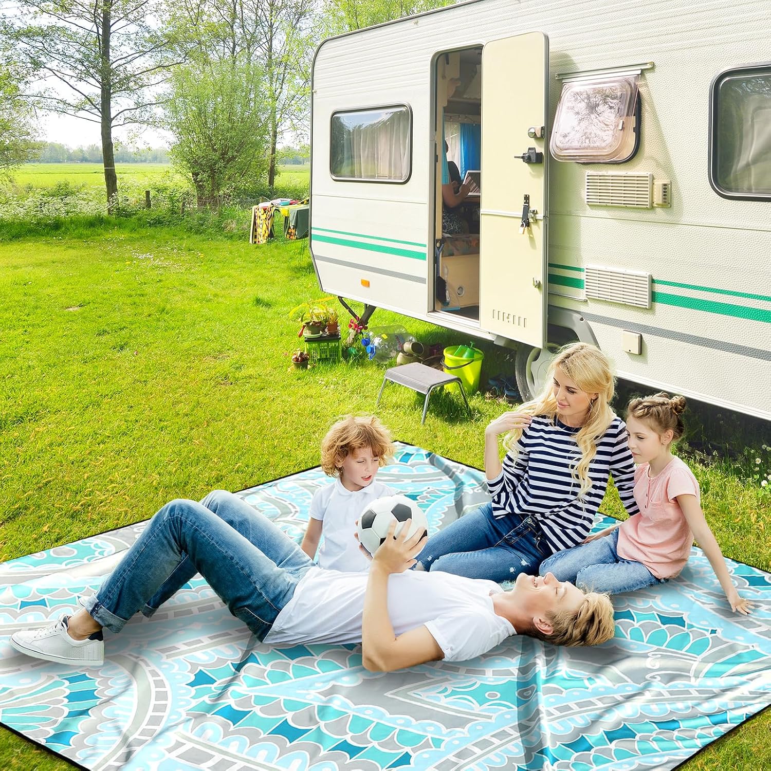 HIHOHO Beach Blanket Waterproof Sandproof Extra Large Beach Mat 79" X 83"/120"x108"for 1-8 Adults Quick Drying Durable Outdoor Picnic Mat for Beach Travel Camping Hiking