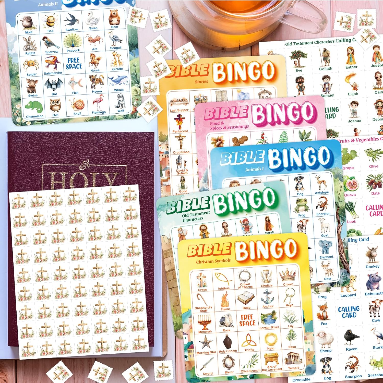Fancy Land Bible Bingo Game for Kids Christian Bingo Set for Sunday School VBS Church Activities Easter Christmas Family Open Day Gifts Supplies - Image 5