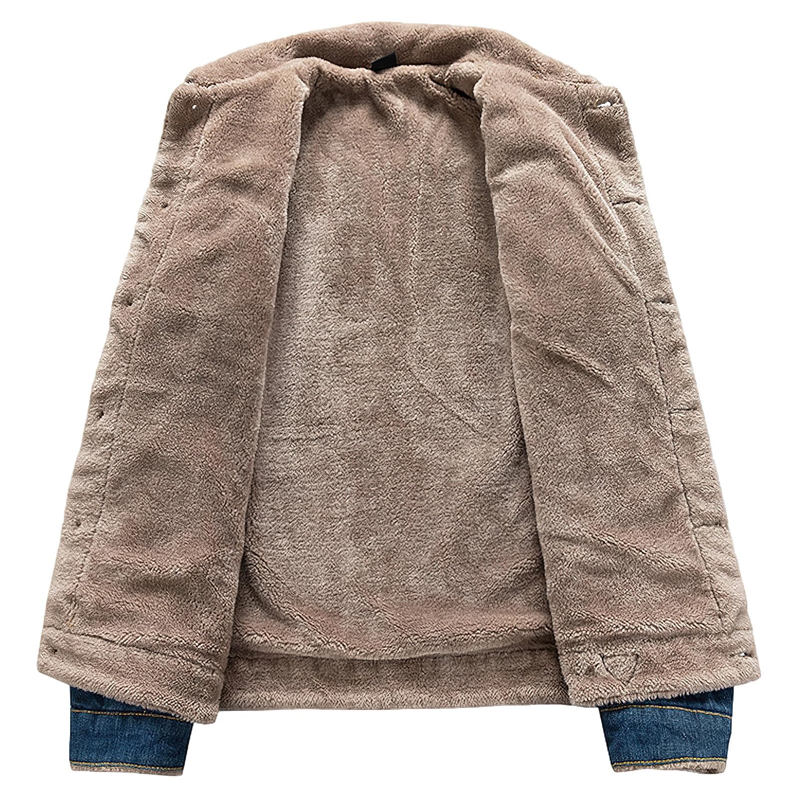 Uomo Inverno Giacca Jeans Foderata in Pile Imbottite con Collo Giacca Denim in Felpa Calda con Tasche