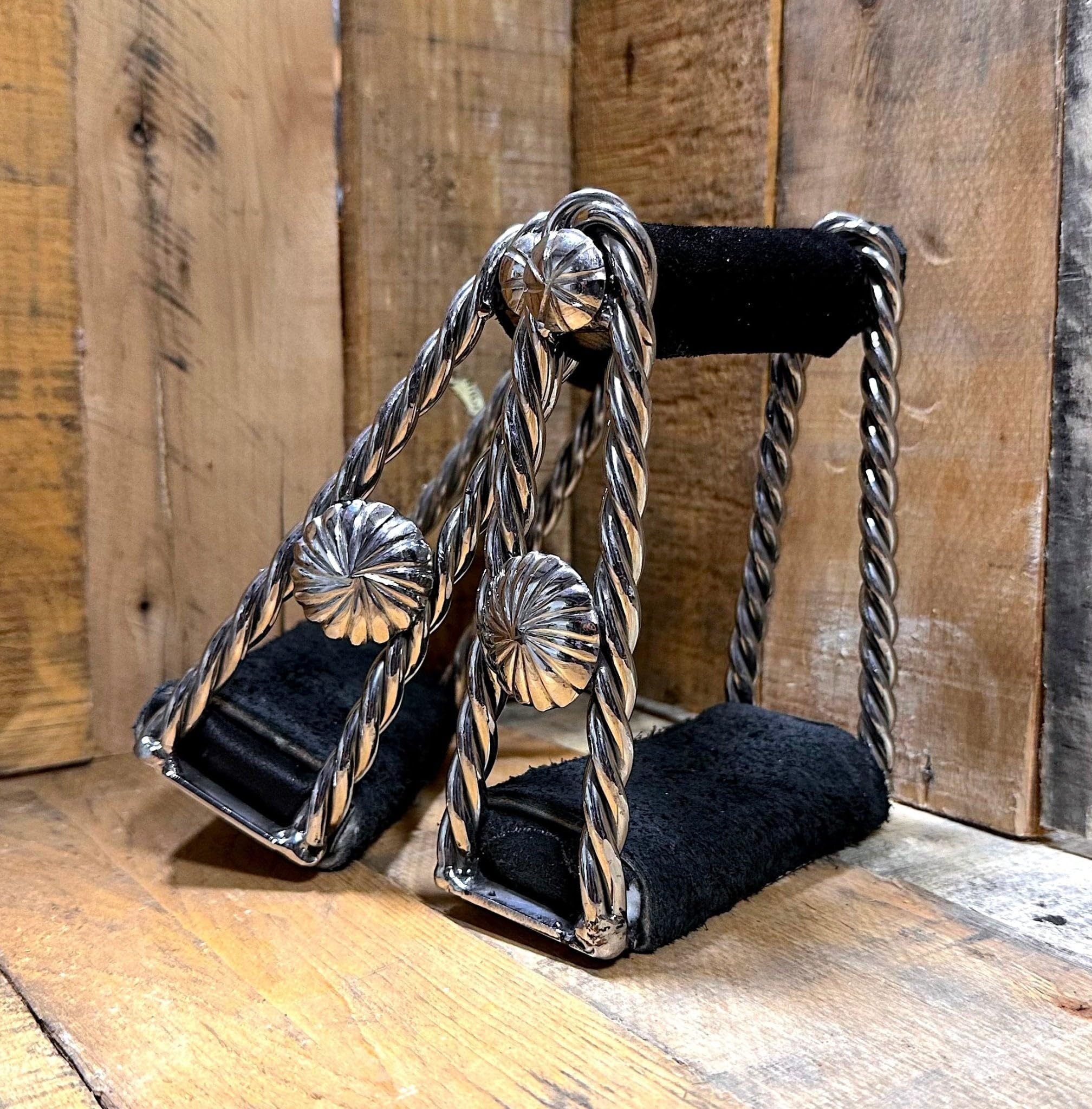 M-Royal Saddles Estribos Black Torcidos Acero Inoxidable Charro Stirrups