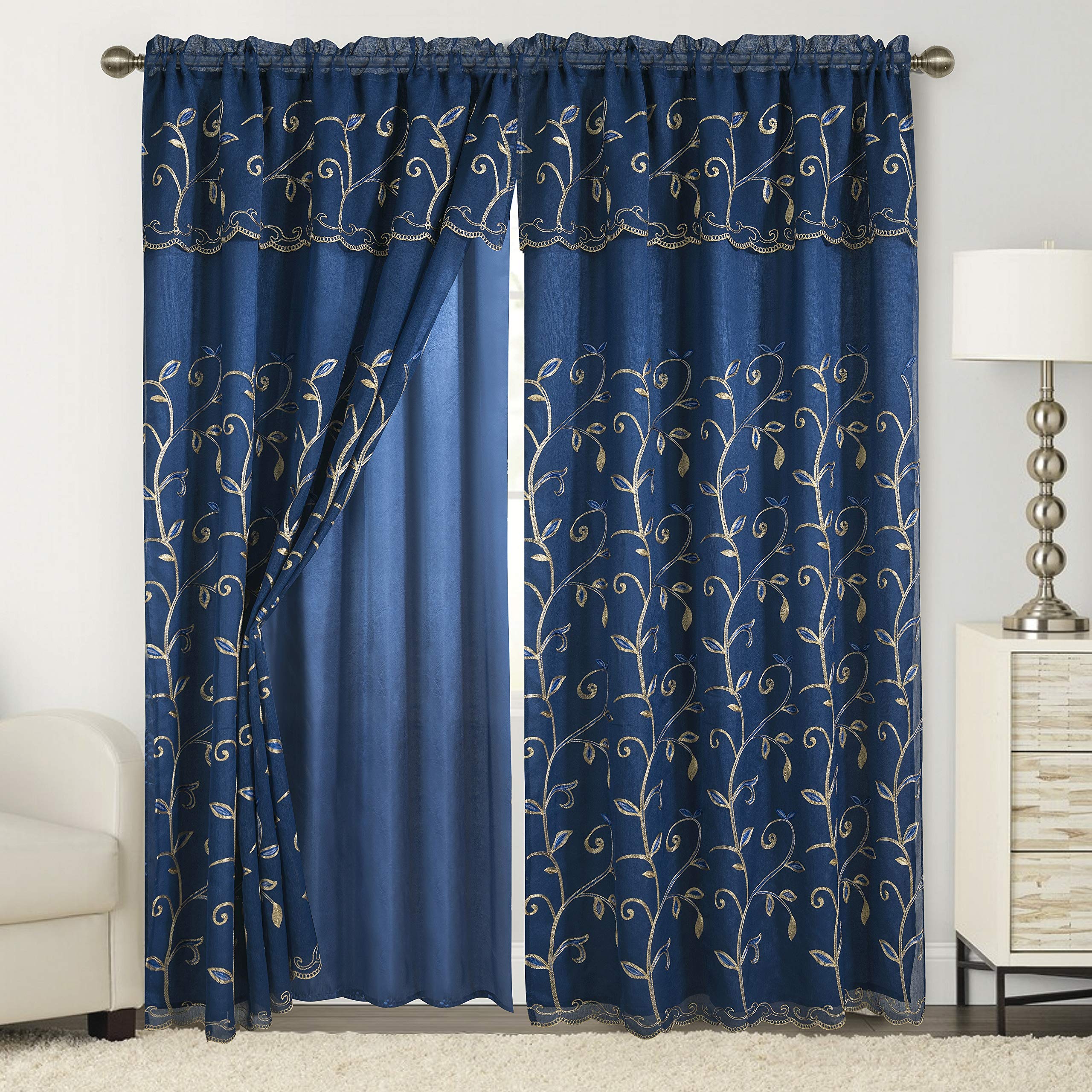Amazon｜Elegant Comfort 豪華カーテンセット、バランスと裏地付き、54 