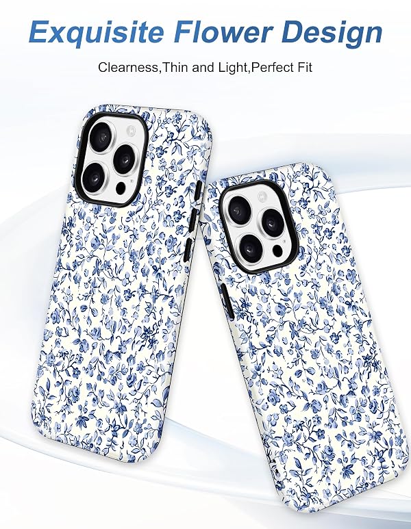 Aitipy Magnetic Flower Phone Case for iPhone 15 Pro, Blue by Aitipy - Used condition - Image 2