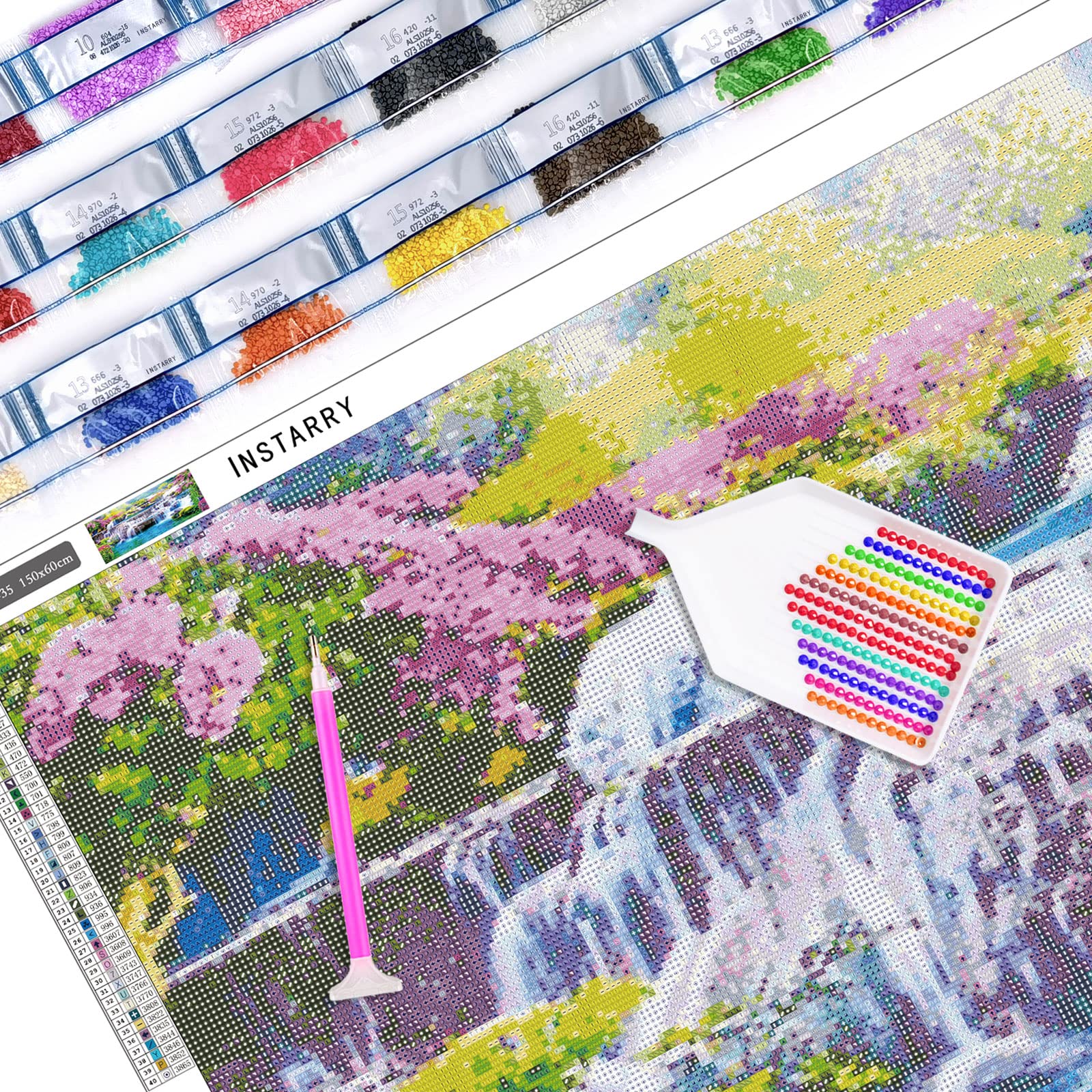 Instarry 5D Kit Broderie Diamant Complet Paysage Peinture Tableau Decoration Murale 120x50 cm