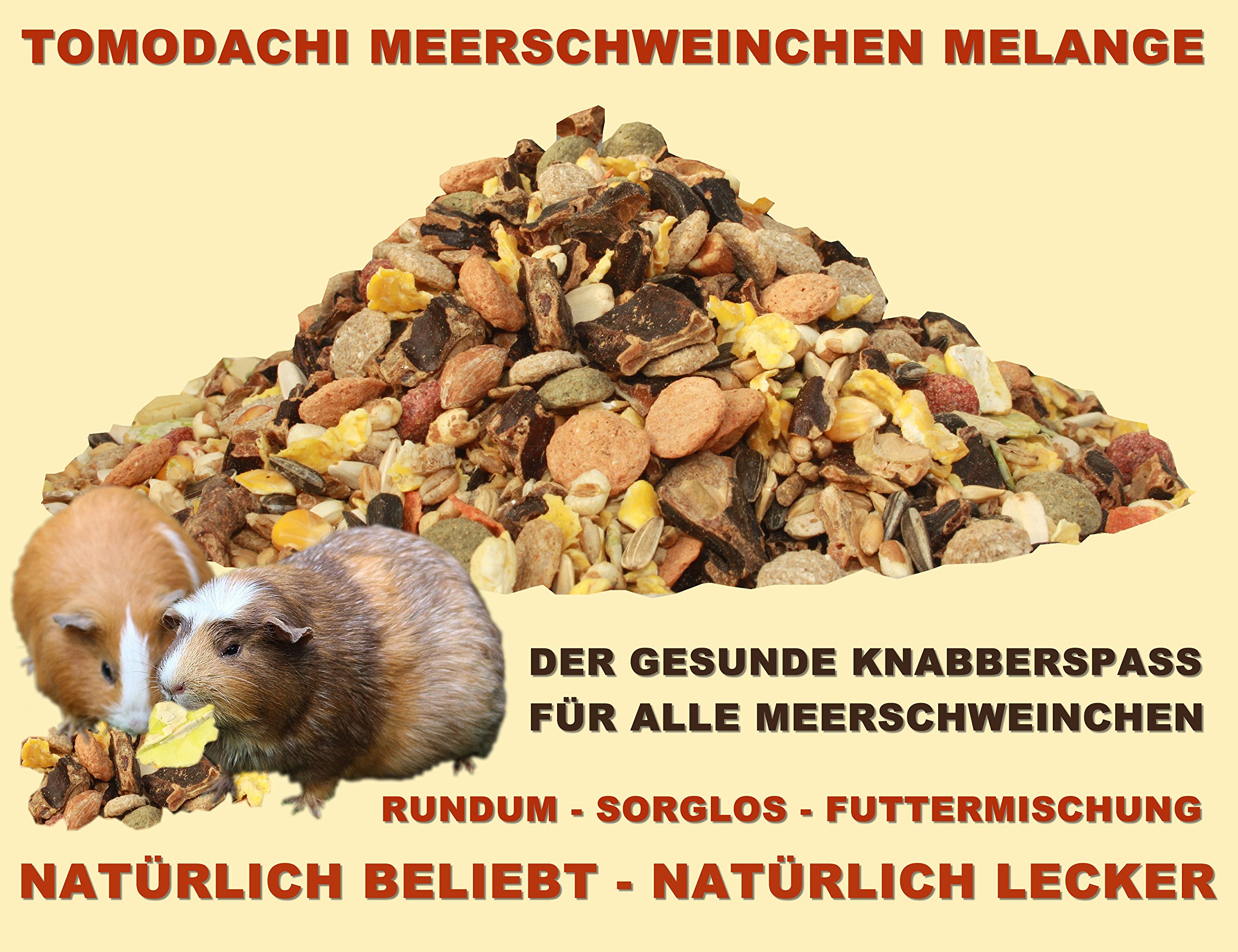 Tomodachi Meerschweinchenfutter pelletfrei Hauptmahlzeit Gemüsemix Alleinfutter Müsli Meerschwein Möhrenflocken Erbsenflocken Getreide Nüsse Kräuter 15kg