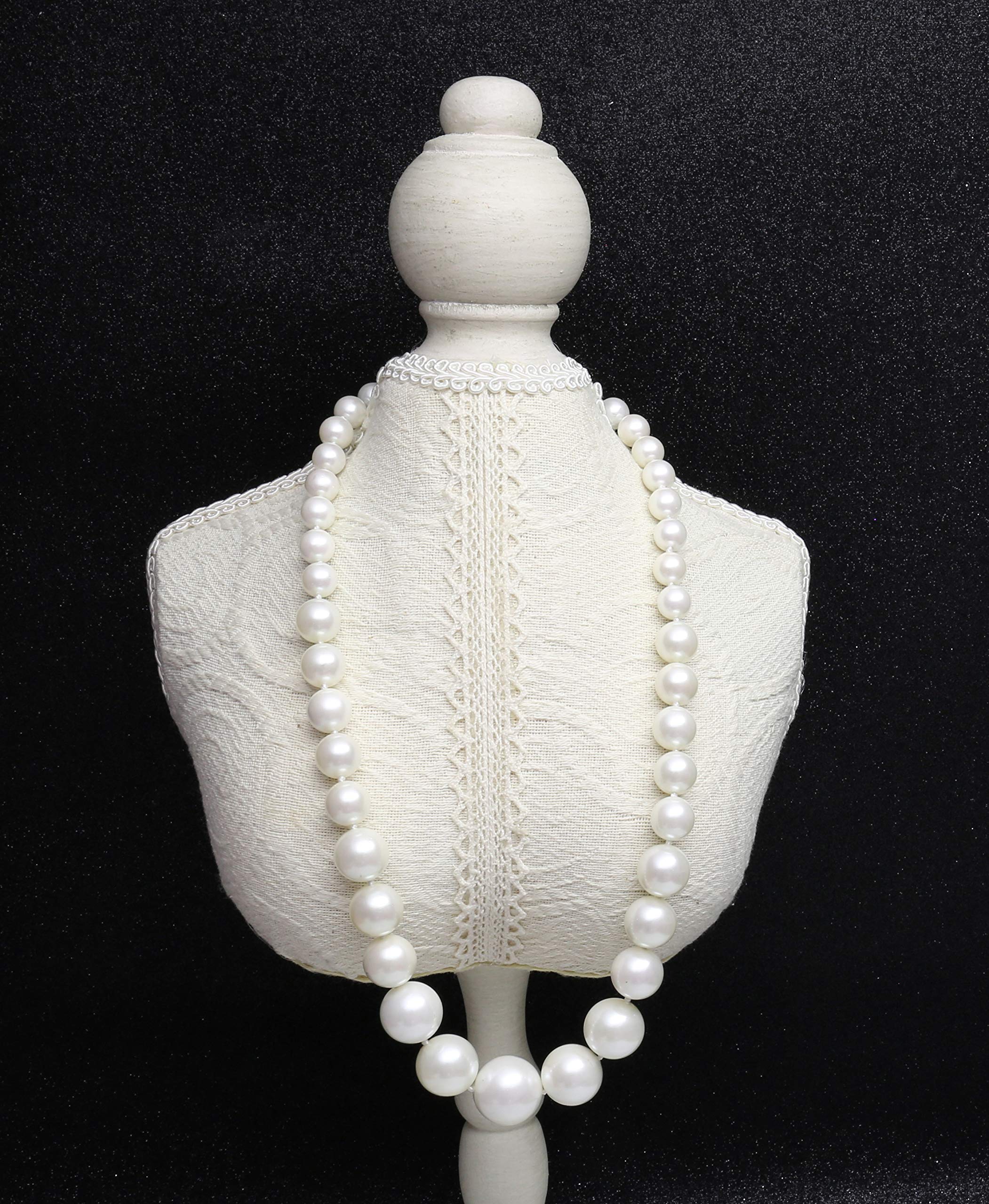 Perlenkette für Damen Magnetverschluß - mit weißen runden Perlen - Elegante Kette mit Muschelkernperlen für jeden Anlass - die Halskette - Choker Pearl Necklace für Frauen