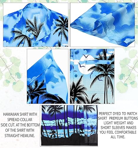 Miniatura 7 de LA LEELA Men's Hawaiian Shirts Short Sleeve Button Down Shirt Mens Hawaii Shirts Boho Holiday Summer Beach Shirts for Men