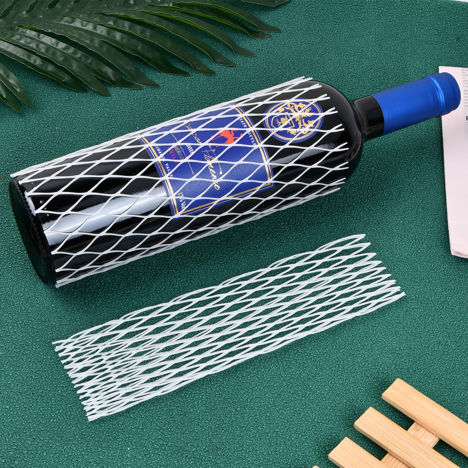 Manicotti Protettivi in Rete per Vino, in Polietilene, per Bottiglie di Liquore, 30 Pezzi Maglia in Vetro Bottiglia di Maniche 21 cm, Riutilizzabili, per Mantenere le Bottiglie al Sicuro
