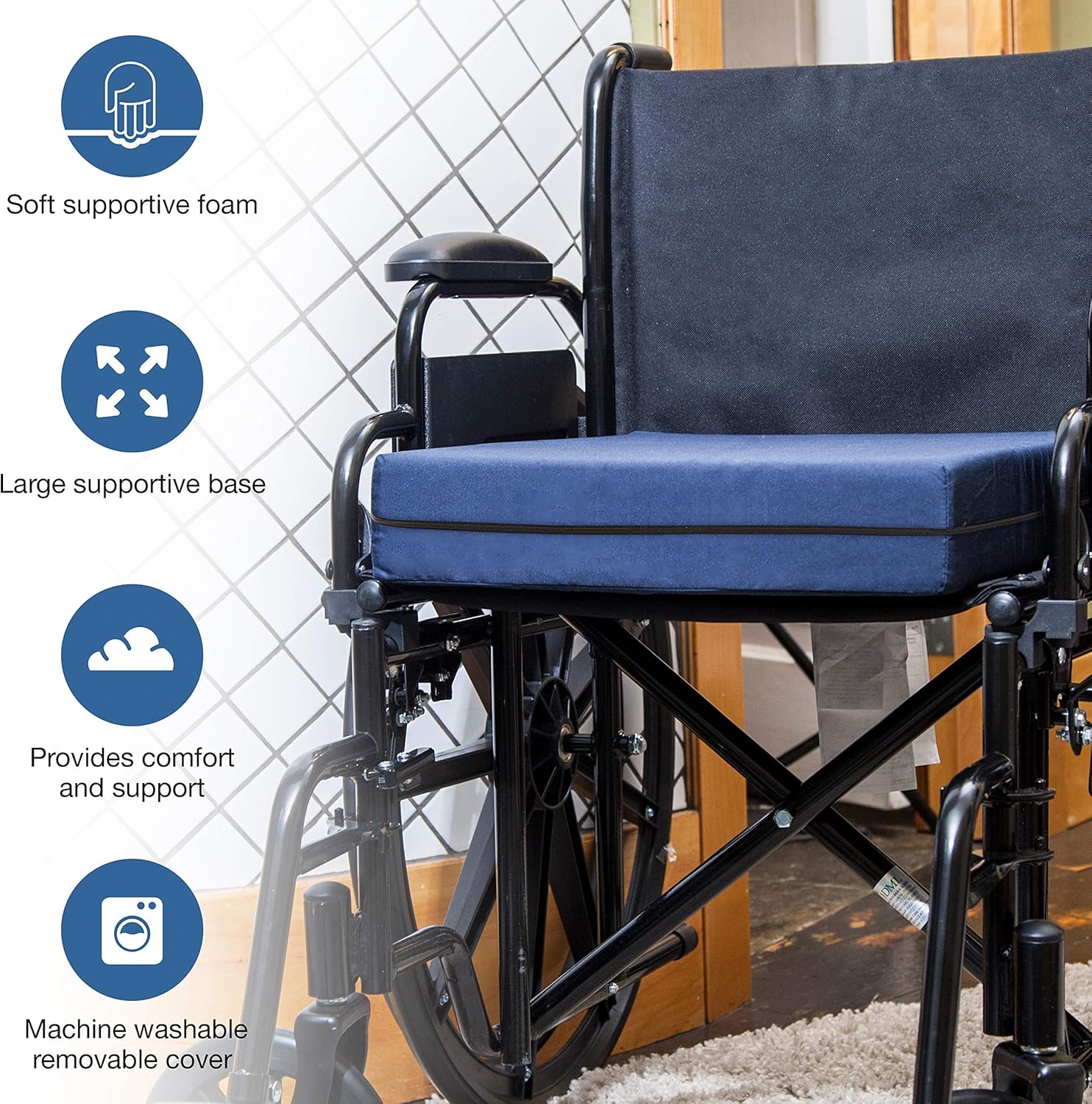 DMI Seat Cushion and Chair Cushion for Office Chairs, Wheelchairs, Mobility Scooters, Kitchen Chairs or Car Seats for Support and Height while Reducing Stress on Back, Tailbone or Sciatica, 16x18x4 : Everything Else