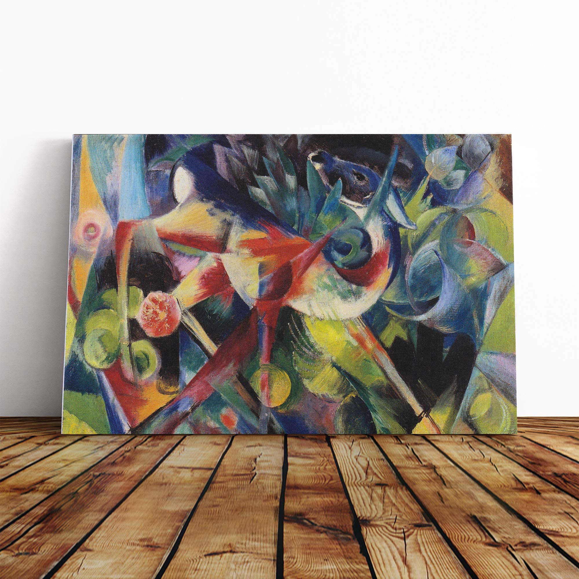 Franz Marc Deer in The Flower Garden Canvas Print | Gallery Wrapped 30mm Frame Wall Art | 20x14 inches | Ready to Hang | Modern Animals Picture | Living Room Bedroom Lounge Office
