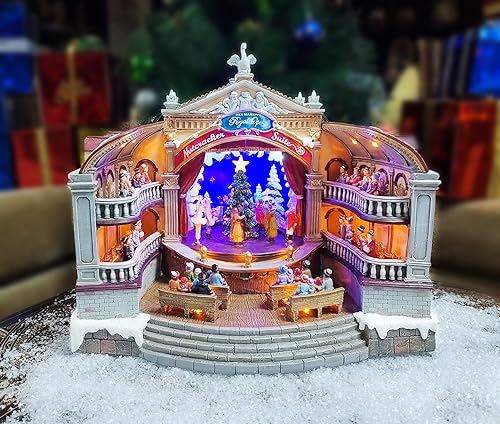 MOMENTS IN TIME Cascanueces animado Ópera Musical Christmas Village Display LED 13.1" Polyresin Teatro Escena con luces Adaptador de corriente