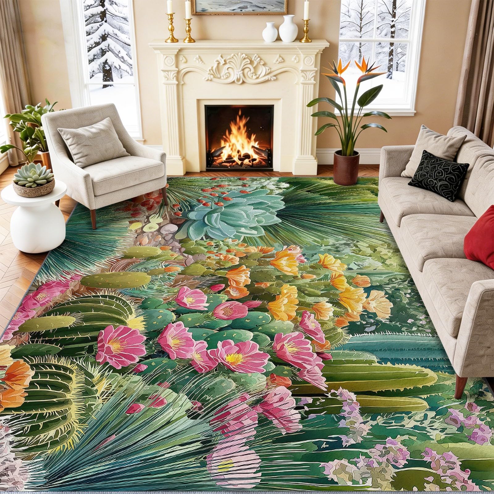 Tapis Salon Antidérapant pour Éviter les Chutes et Taches 160x230cm