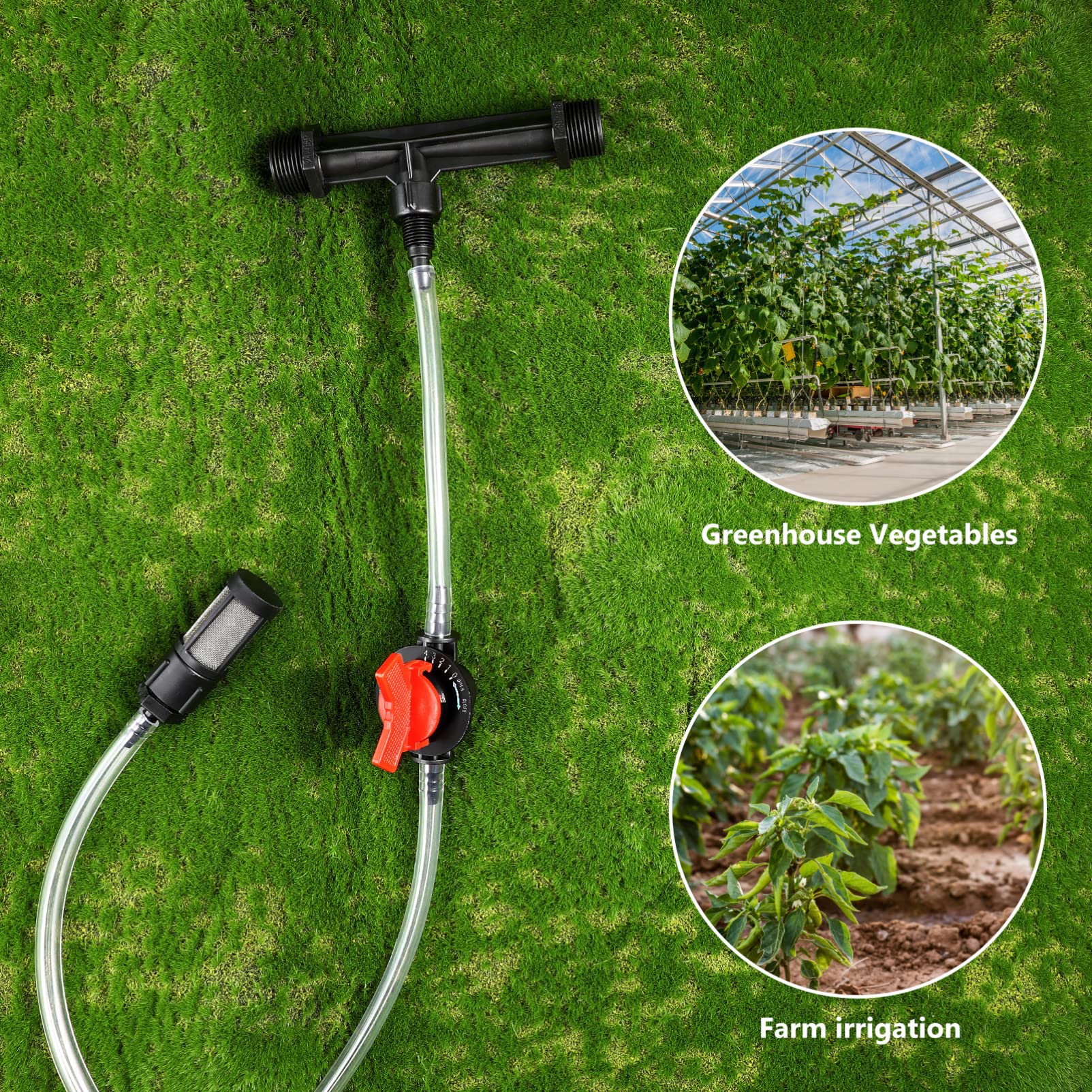 Inyector de fertilizante for riego por goteo Kit de dispositivo de riego de jardín Venturi de 3/4 pulgadas, kits de tubos de agua con interruptor de inyector de fertilizante/607