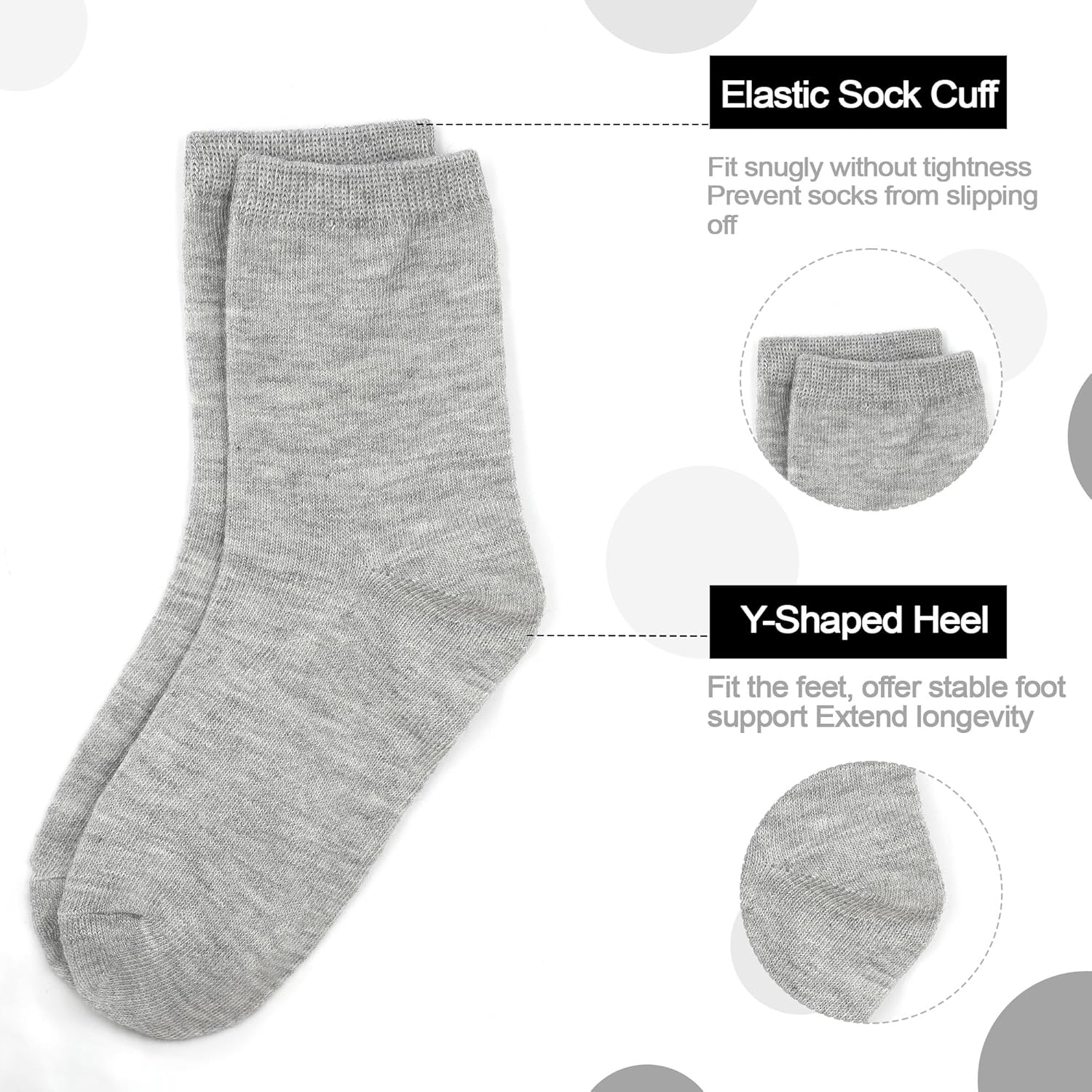 15 Pairs Toddler Socks Kids Crew Mid Calf Dress Socks for Boys Girls Children 1-13 Years - Image 5