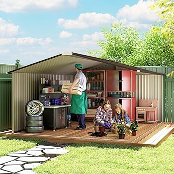 Amazon.com : Outsunny 11' x 13' Outdoor Storage Shed, Garden