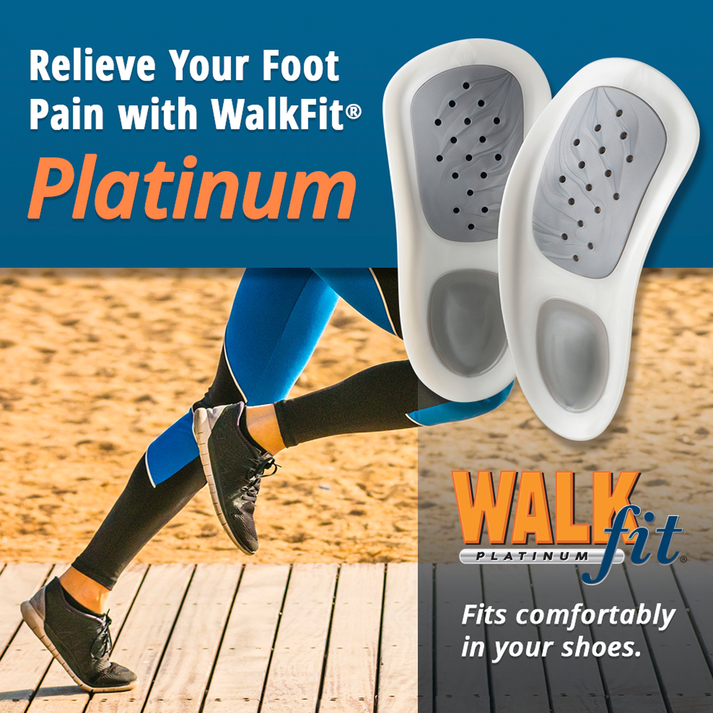 WalkFit Platinum Orthotic Insoles for Women UK7/8 Men UK6/7 EU40/41