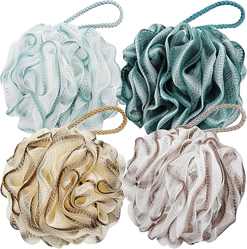 Miniatura 8 de Esponja de baño para ducha (2.12 oz, 4 unidades), esponja exfoliante para el cuerpo para mujeres y hombres, negro.