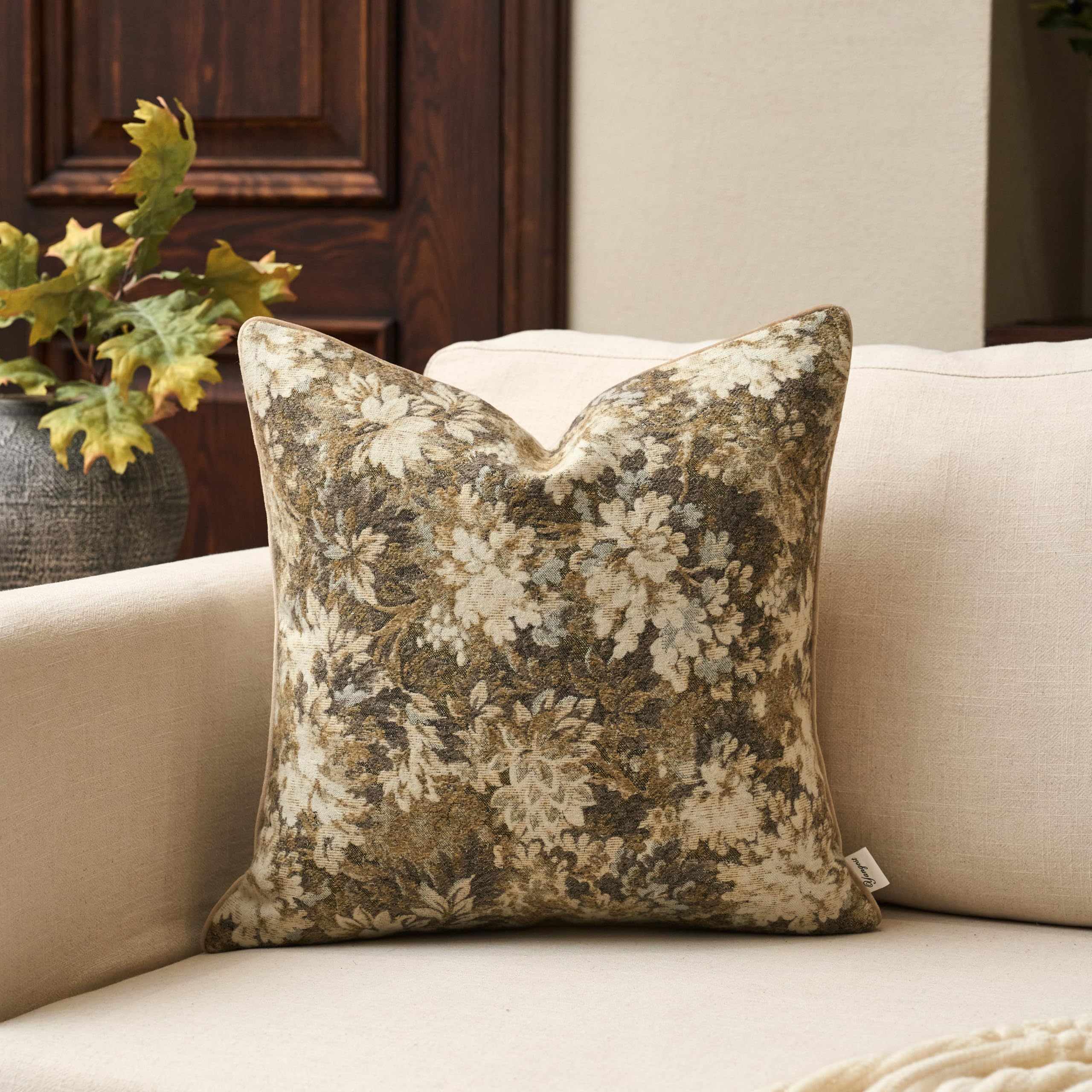 Yangest Neutral Floral Pillow Co