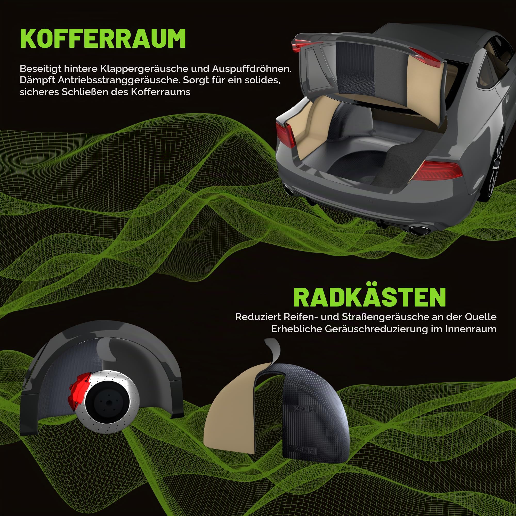 SGM Black 2 mm 18 sqft (1.67 sqm) Auto Schalldämpfungsmatte, Automobil-Schalldämpfung, selbstklebendes Butyl-Auto-Schalldämpfungsmaterial, Audio-Geräuschdämmung und Dämpfungsblätter