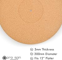 Vista 2 de PRO SPIN - Tapete giratorio de corcho para tocadiscos de vinilo LP (0.118 pulgadas) Tapete para tocadiscos con soporte de sonido acústico de alta
