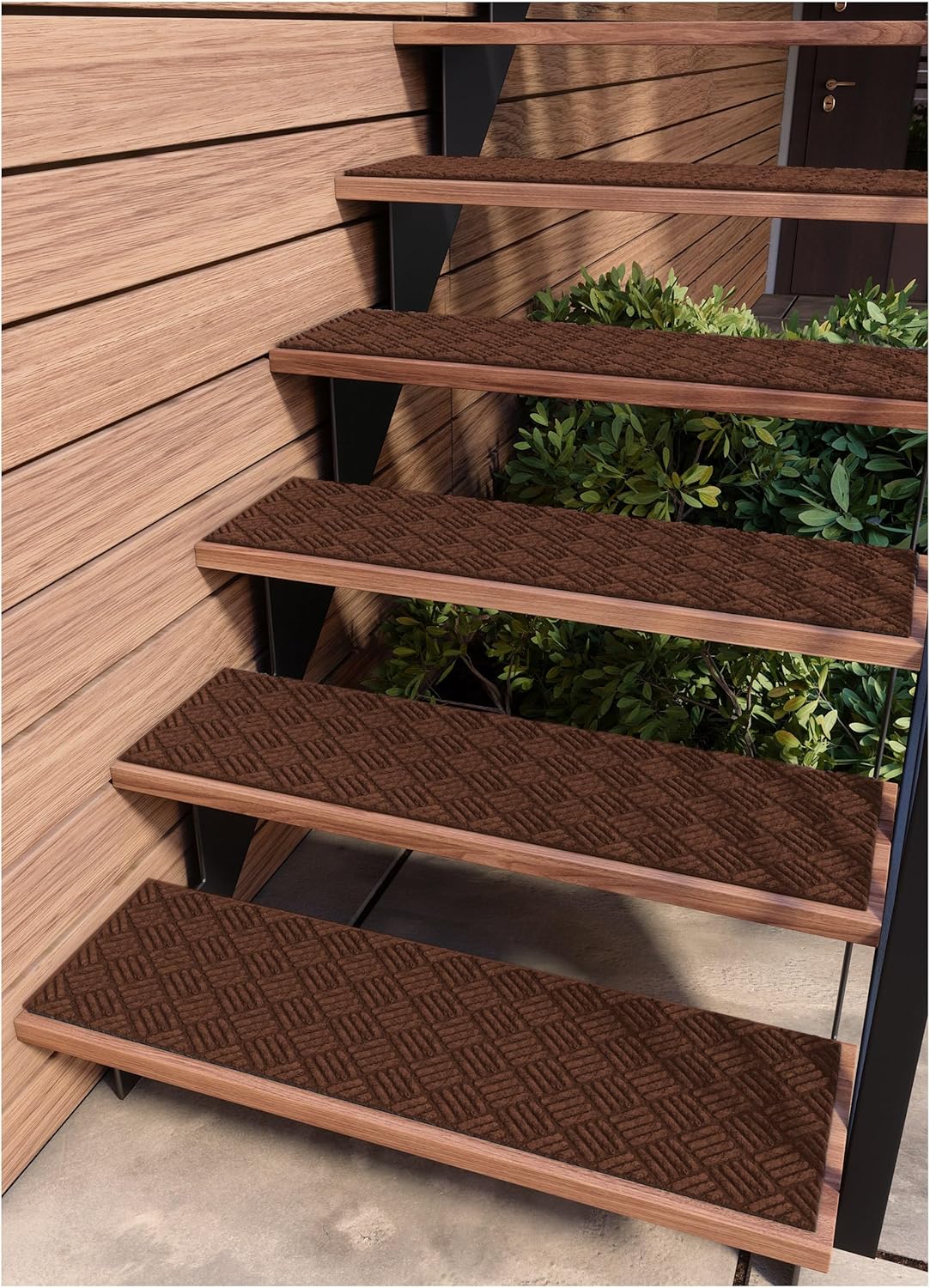 Outdoor Stair Treads Non-Slip 35”x10” (6-Pack) – Carpet Treads with Rubber Backing Diamond Brown