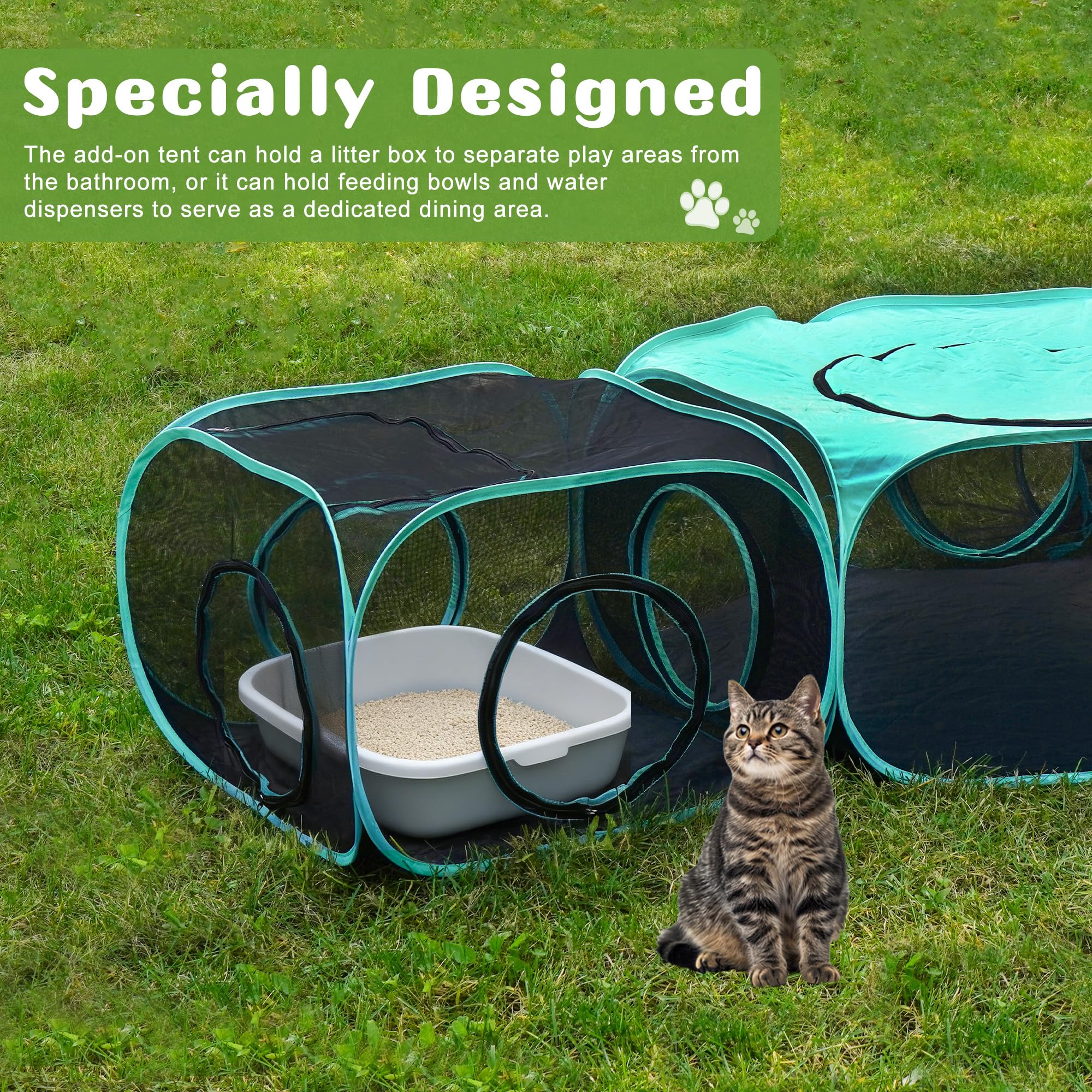 Gran recinto al aire libre para gatos, tienda de campaña plegable portátil 3 en 1 modular con ventanas conectadas para interior y exterior, viajes, jardín, parque