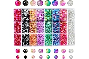 SuHome 1920pcs 8 Color Crackle Lampwork Glass Beads
