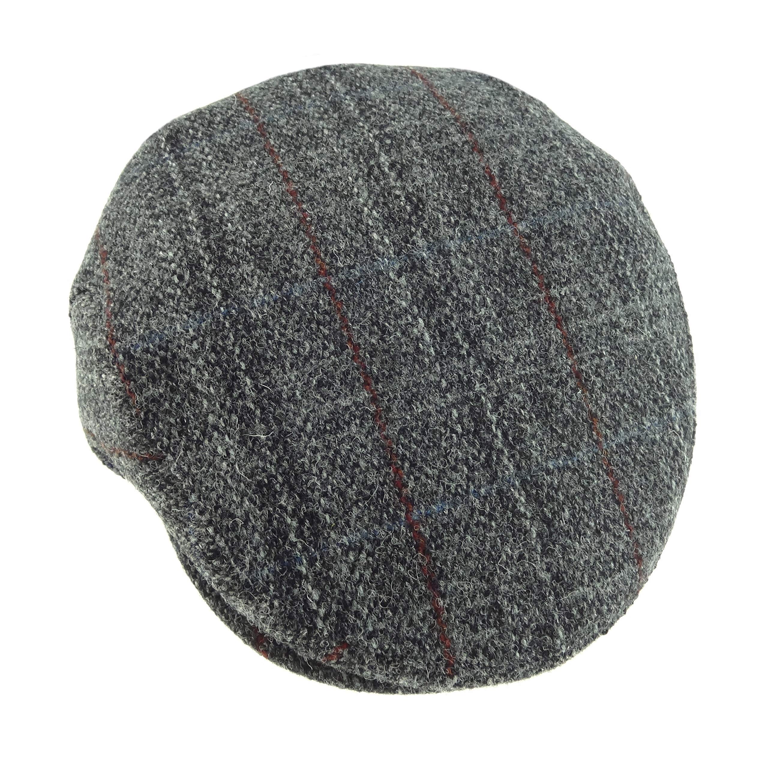 Highland Tweed Men's Grey Check Authentic Harris Tweed One Size County Flat Cap (Grey Check)