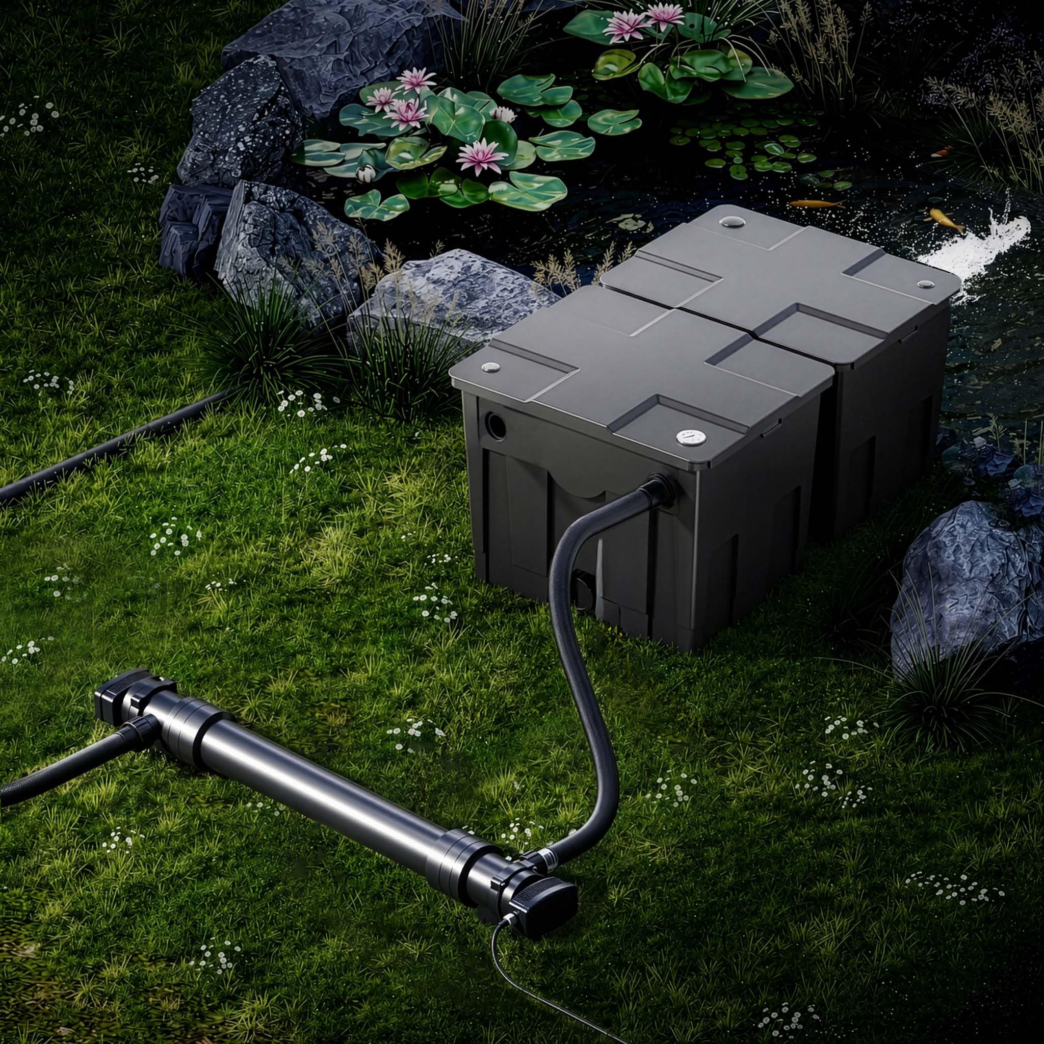 SunSun 2-komorowy zestaw filtrów do stawu 60000 l z 72 W UVC 6 oczyszczaczy do stawu