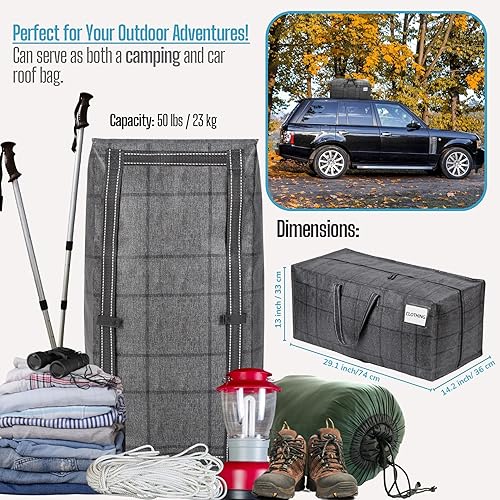 Miniatura 5 de VENO Paquete de 2 bolsas de mudanza, correas de mochila, mudanza, cajas de almacenamiento universitario, con tapas, resistentes, extragrandes, asas