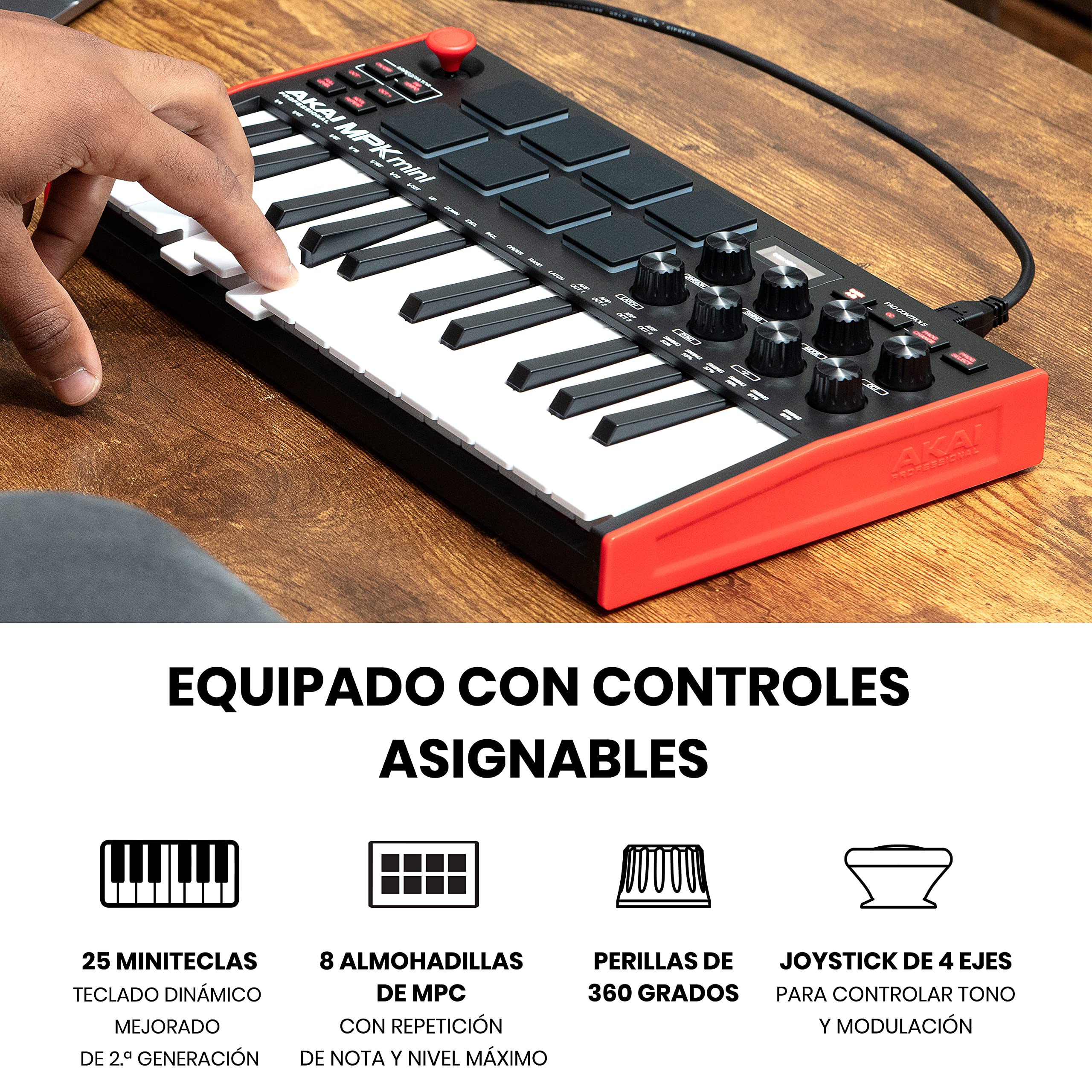 AKAI Professional MPK Mini MK3 + interfaz audio M-Audio M-Track Solo - Teclado Controlador MIDI USB de 25 Teclas con tarjeta de sonido USB