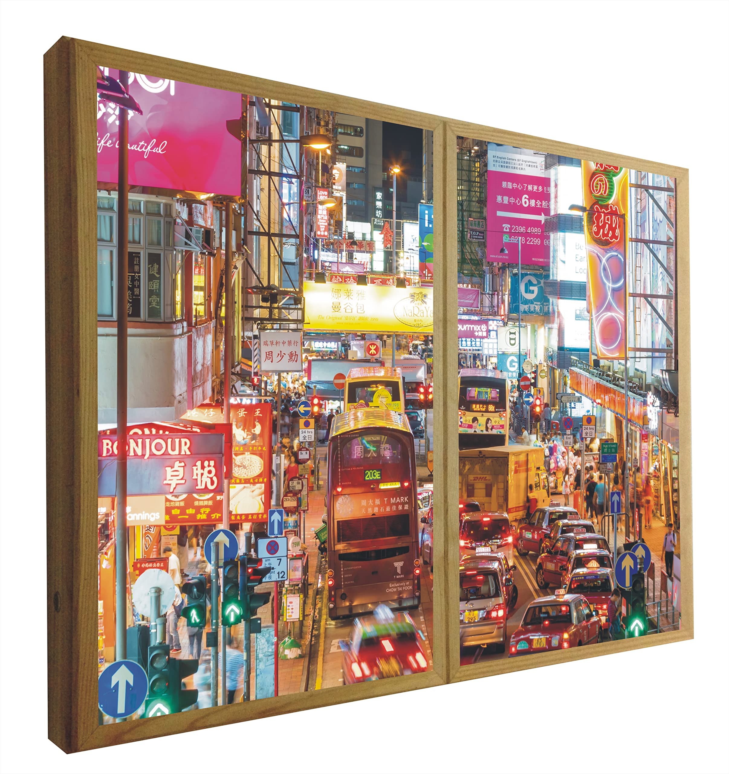 Cadre lumineux Mong Kok Hong Kong pour créer une ambiance urbaine au salon