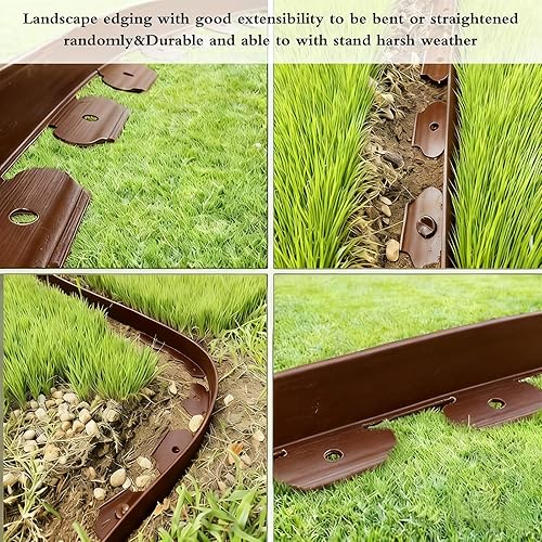 Miniatura 6 de Bordes de jardín de 33 pies, bordes de jardín de 4 pulgadas de alto, bordes flexibles para césped con 30 puntas, borde de plástico para jardín,