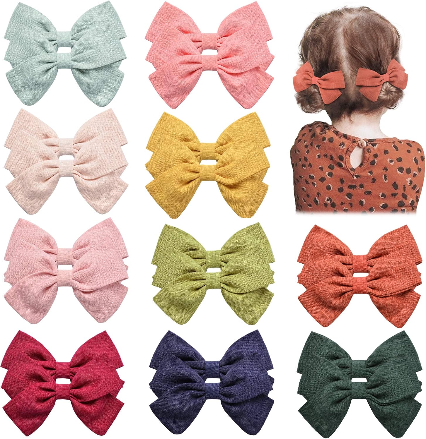20PCS Baby Girls Hair Bows Clips Fully Lined For Infant Fine Hair