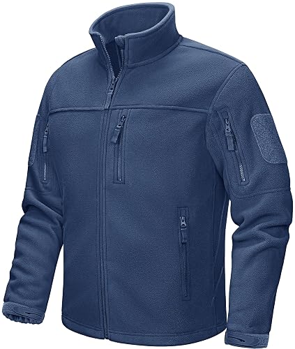 CRYSULLY Men's Fleece Jacket Winter Tactical Full-Zip Coat Military Jackets Multi Pockets