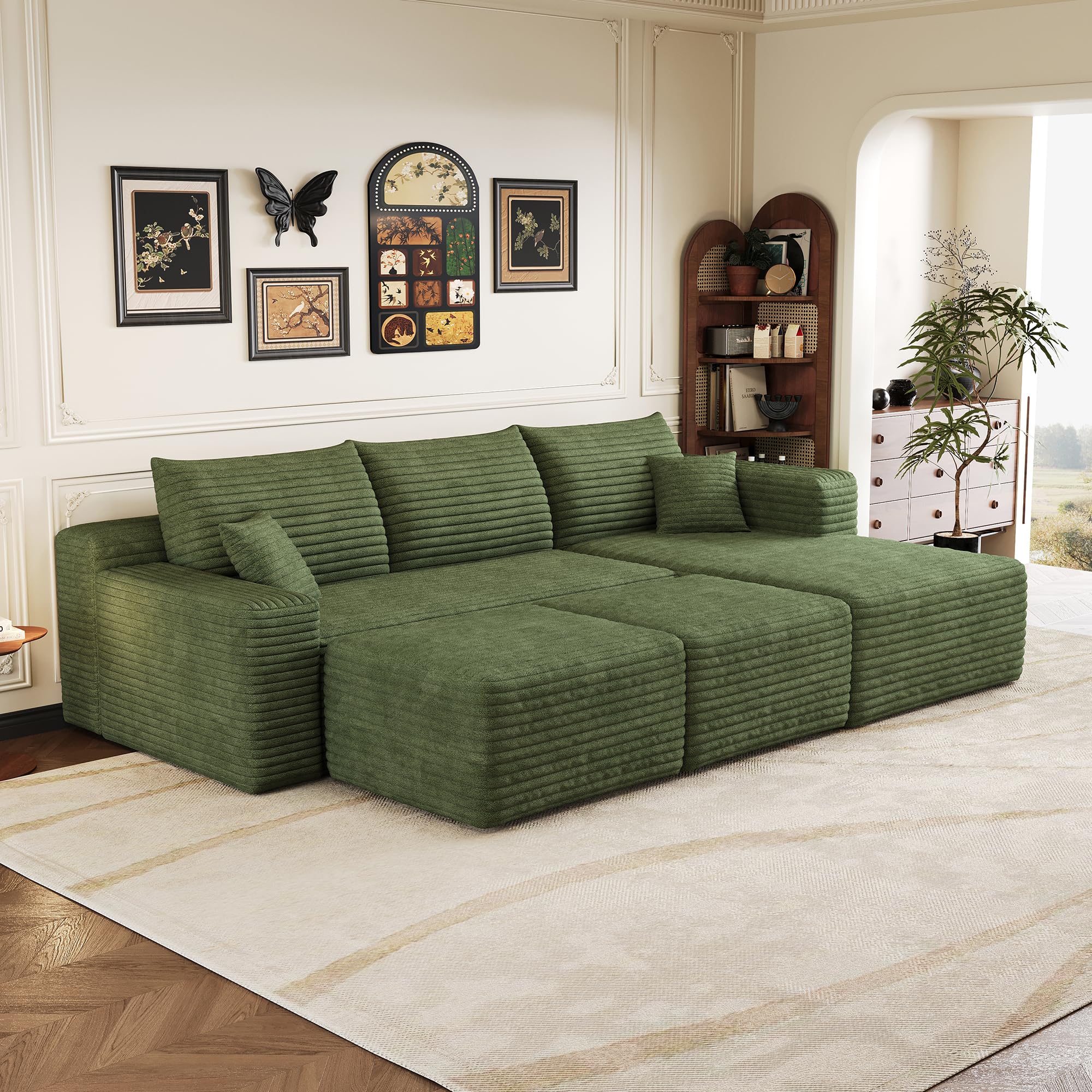 Canapé à d'angle convertible,canapé lit canapé 3 Places,canapé convertible,de Compression modulaire en U,241 cm de long,spacieux et confortable,Peut être combiné librement,Aucun assemblage requis