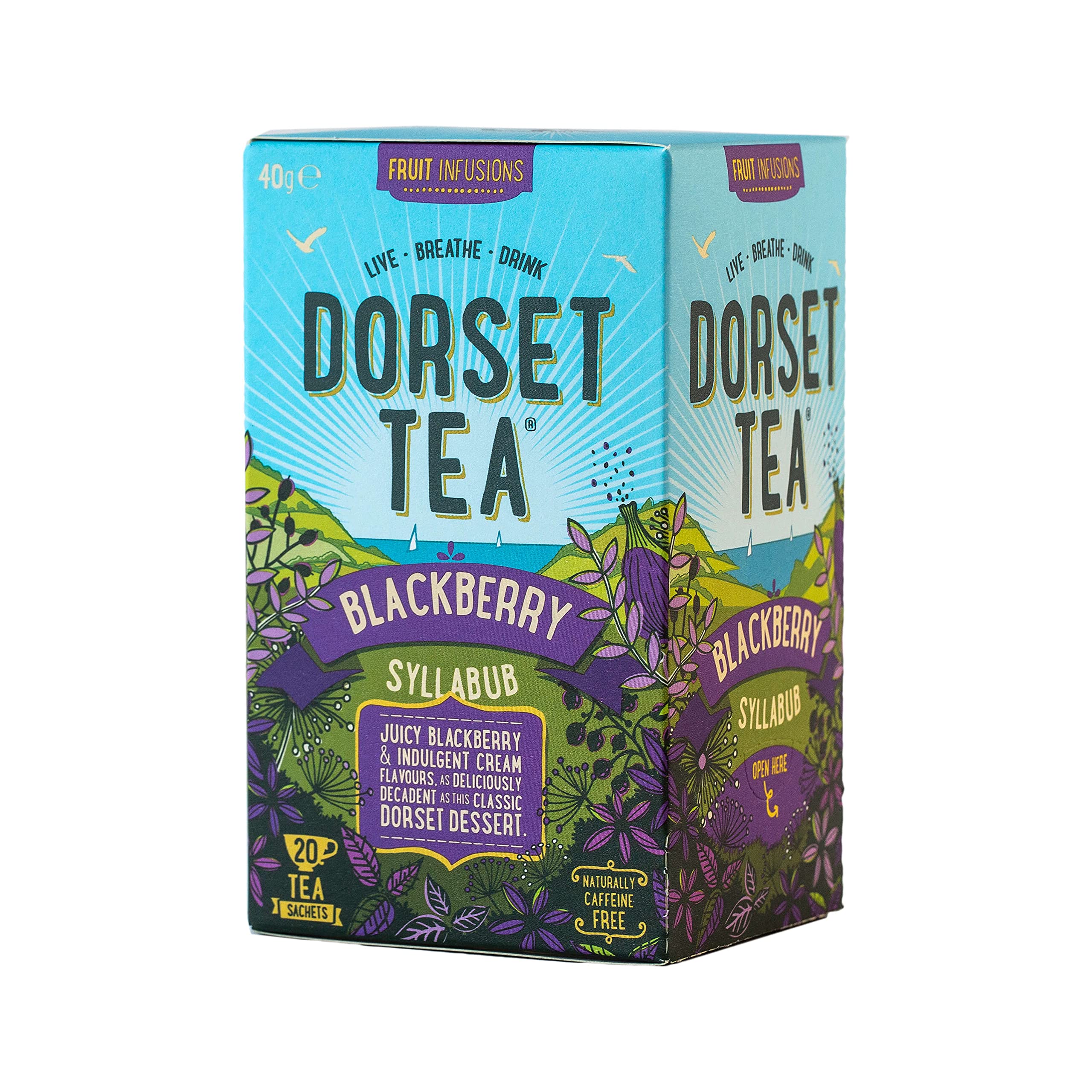 Dorset Tea Blackberry Syllabub Herbal Tea Infusion 4 boxes x 20 Tea Bags (80 Fruit Tea Bags Total) Blackberry Tea Bags