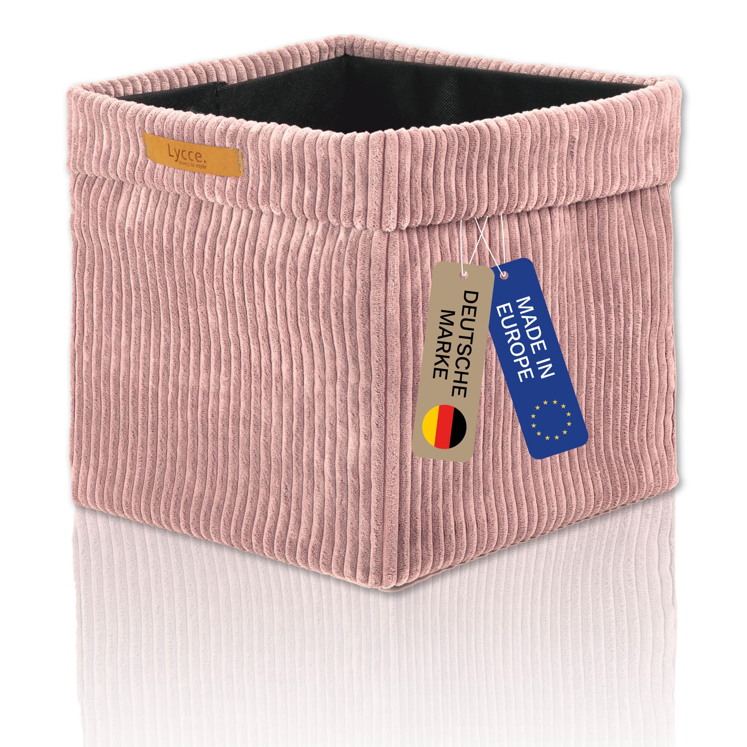 Panier pour étagère Kallax pliable Lycce avec housse amovible en velours rose