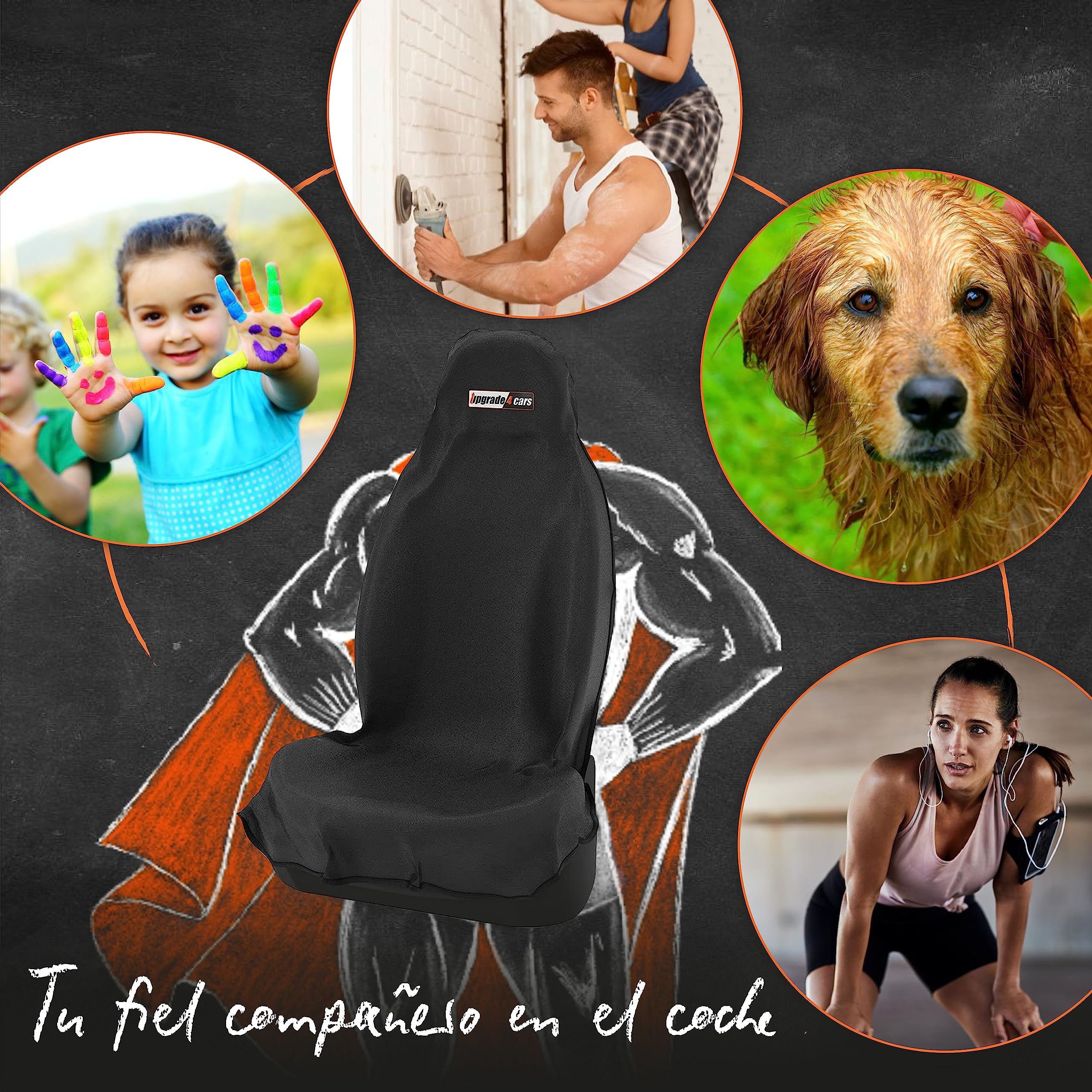 Upgrade4cars 2 x Funda de Asiento Delantero Impermeable para Coche Universal Negro