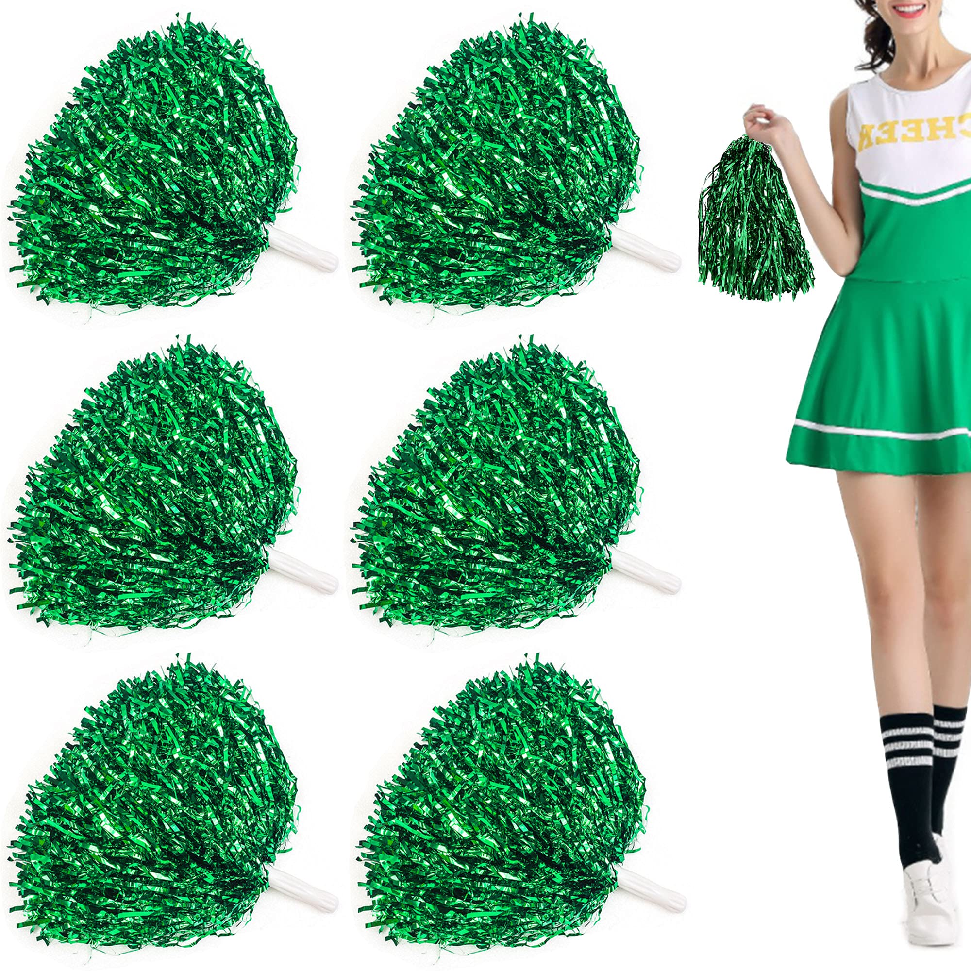 Cheer Leader Poms Bright Metallic Cheers Ball Squad Pompons Hand Flower Spirit Cheering Pom Sports Games Team 6 PCS
