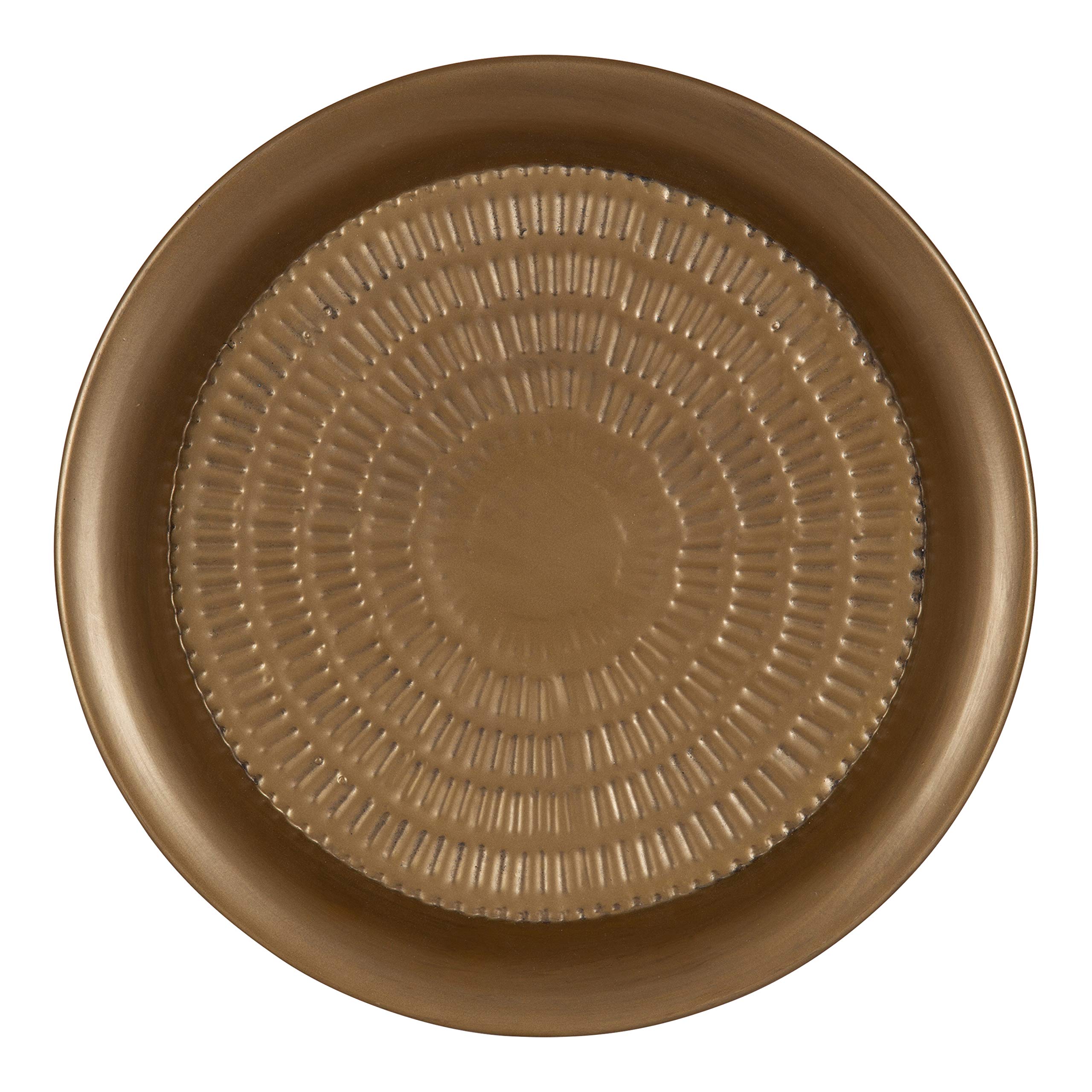 Kate and Laurel Mahdavi Round Hammered Metal Tray End Table, Dark Gold