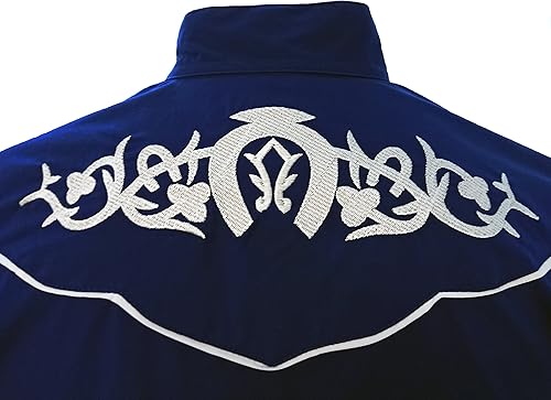 Miniatura 7 de El General Camisa Charro Hombre Camisa Charra Western Wear Color Azul Manga Larga