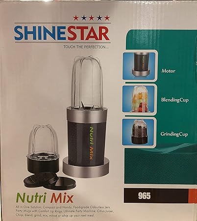 Shinestar Body Plastic Bullet Mixer Nutri Mix with 2 Jar, Grey