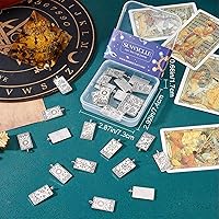 Vista 6 de SUNNYCLUE 1 caja de 30 dijes de tarot de 5 estilos de tarot, dijes de cartas del mal de ojos y luna, dije de estrella y luna para retangular, dije