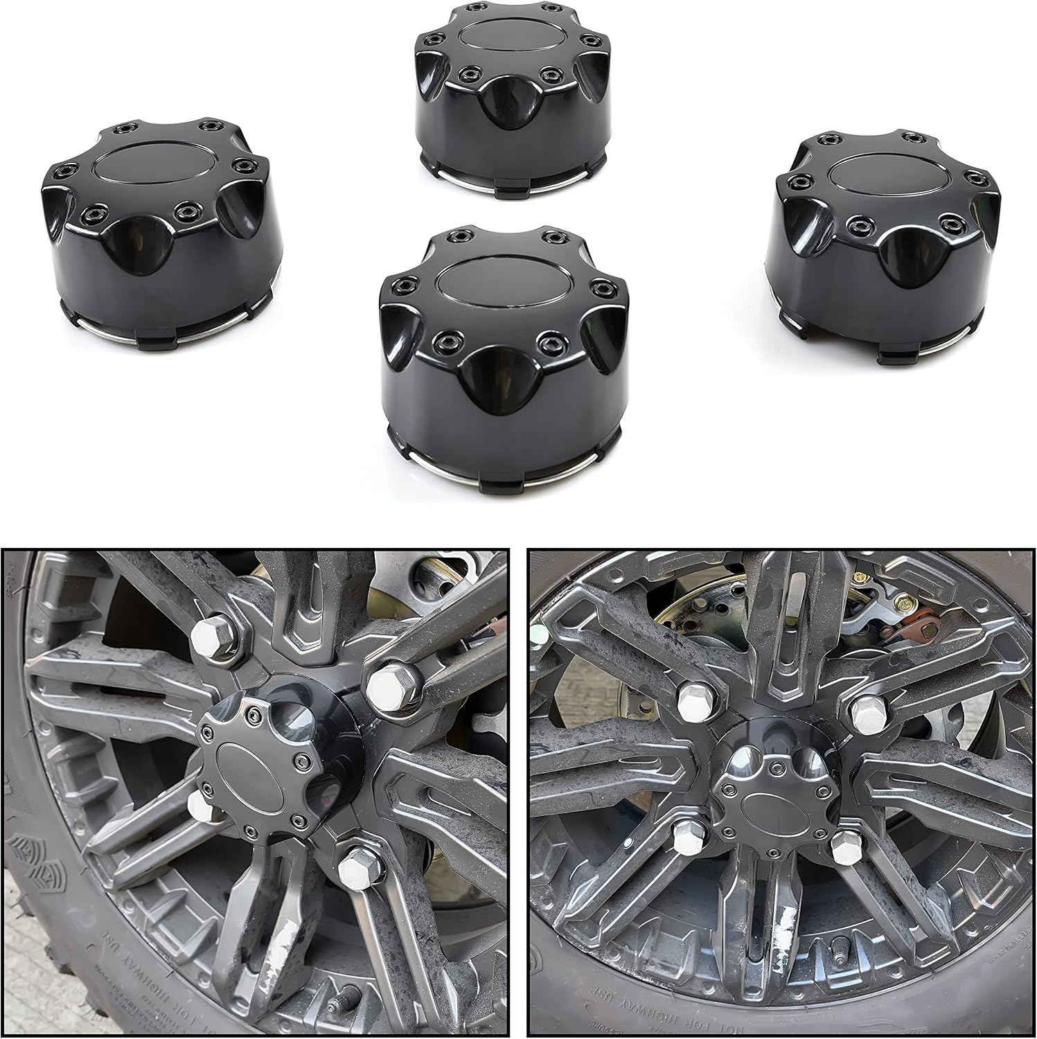SAUTVS Tire Wheel Hub Caps for Polaris Ranger RZR, Black Rim Cover 14" Wheel Caps Center Covers for Polaris Ranger XP 1000 2018-2025/RZR XP 1000 2014-2023 Accessories (4PCS, Replace #1521509-521)
