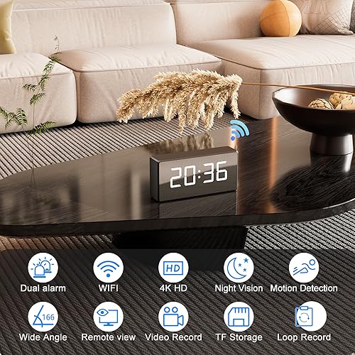 Miniatura 2 de 4K WiFi Cámara Reloj 5G Seguridad Interior Niñera Cam para monitor de bebé, perro con detección de movimiento, visión nocturna