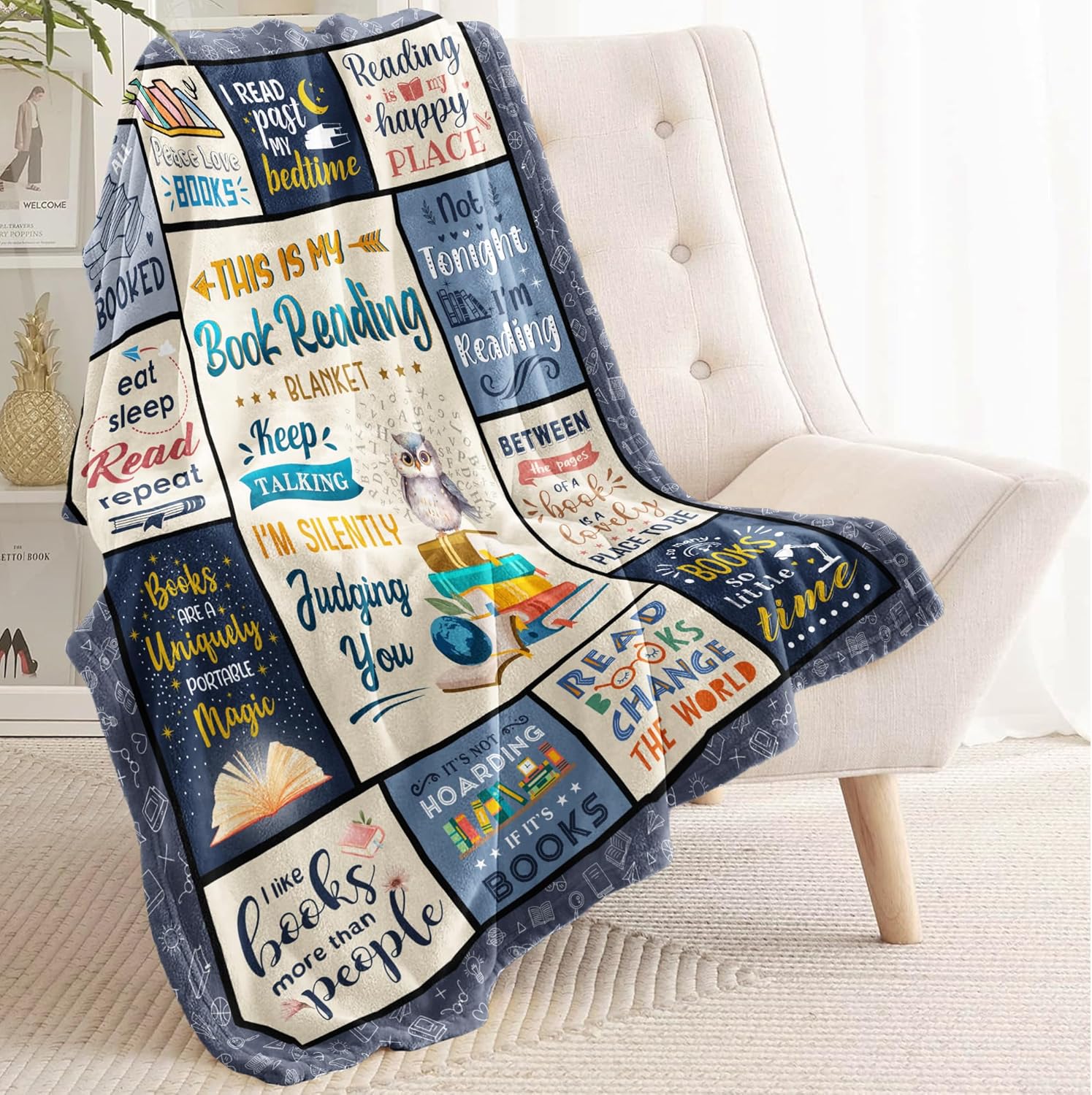 Book/Reading Blanket for Book Lovers 60" X 50" - Books Lovers Gifts for Women - Bookish/Nerd/Bookworm/Librarian/Reading Gift for Readers Women - Books Club/Themed Birthday Gift Ideas - Image 5