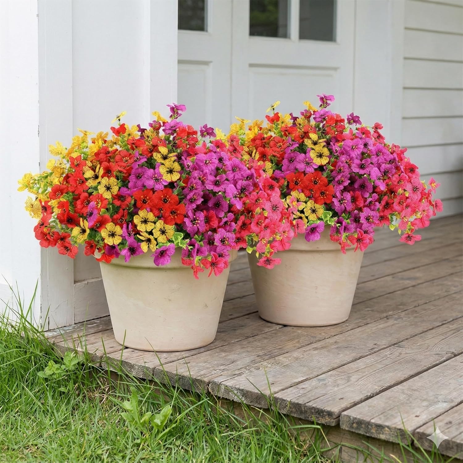 Geegoods 2 Set Artificial Hanging Flowers for Outdoors, UV-Resistant Fake Hanging Baskets, Realistic Hanging Planters for Outdoor Plants for Patio Porch Balcony Yard Decor - Image 4