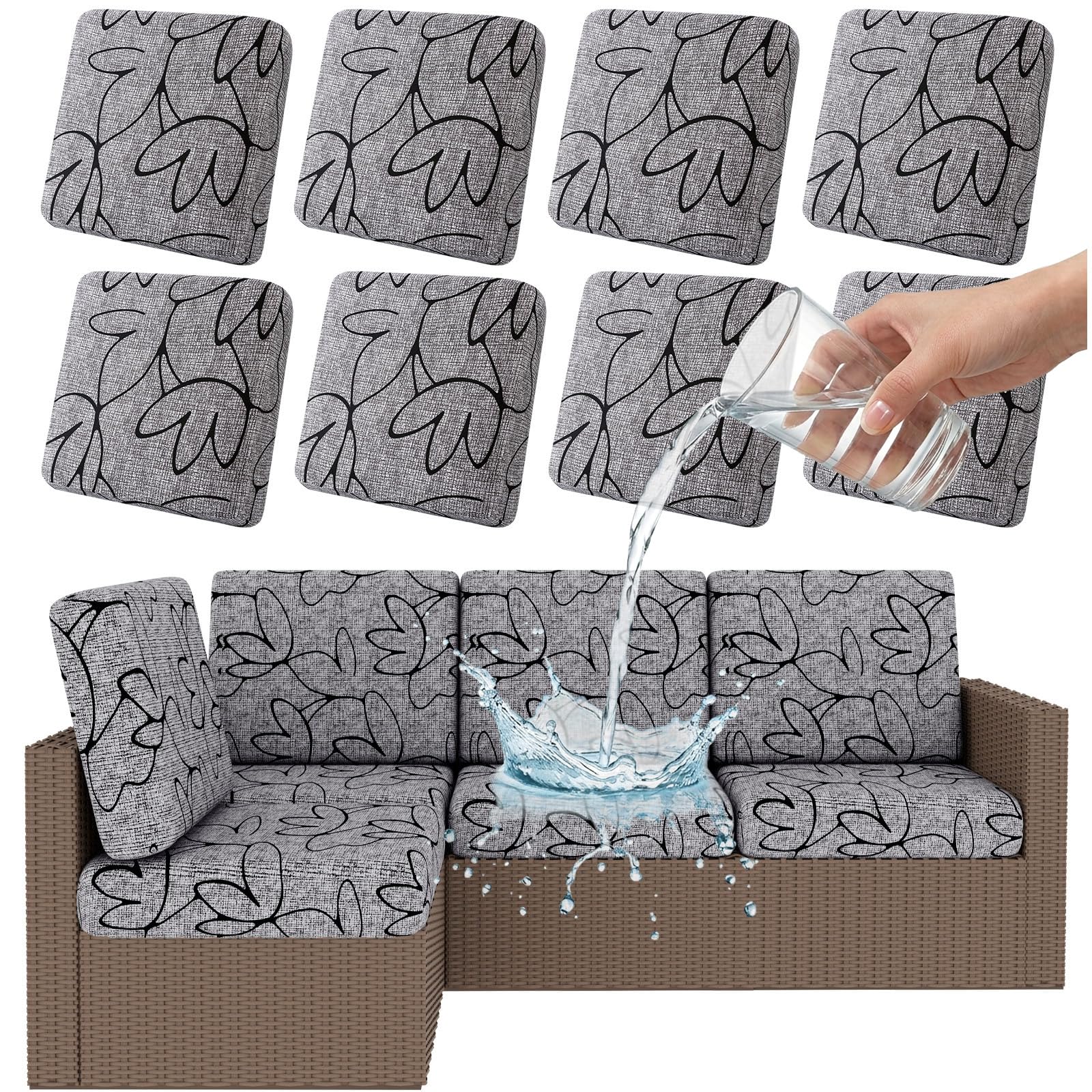 Smiry Waterproof Patio Cushion Covers, Stretch Outdoor Furniture Covers