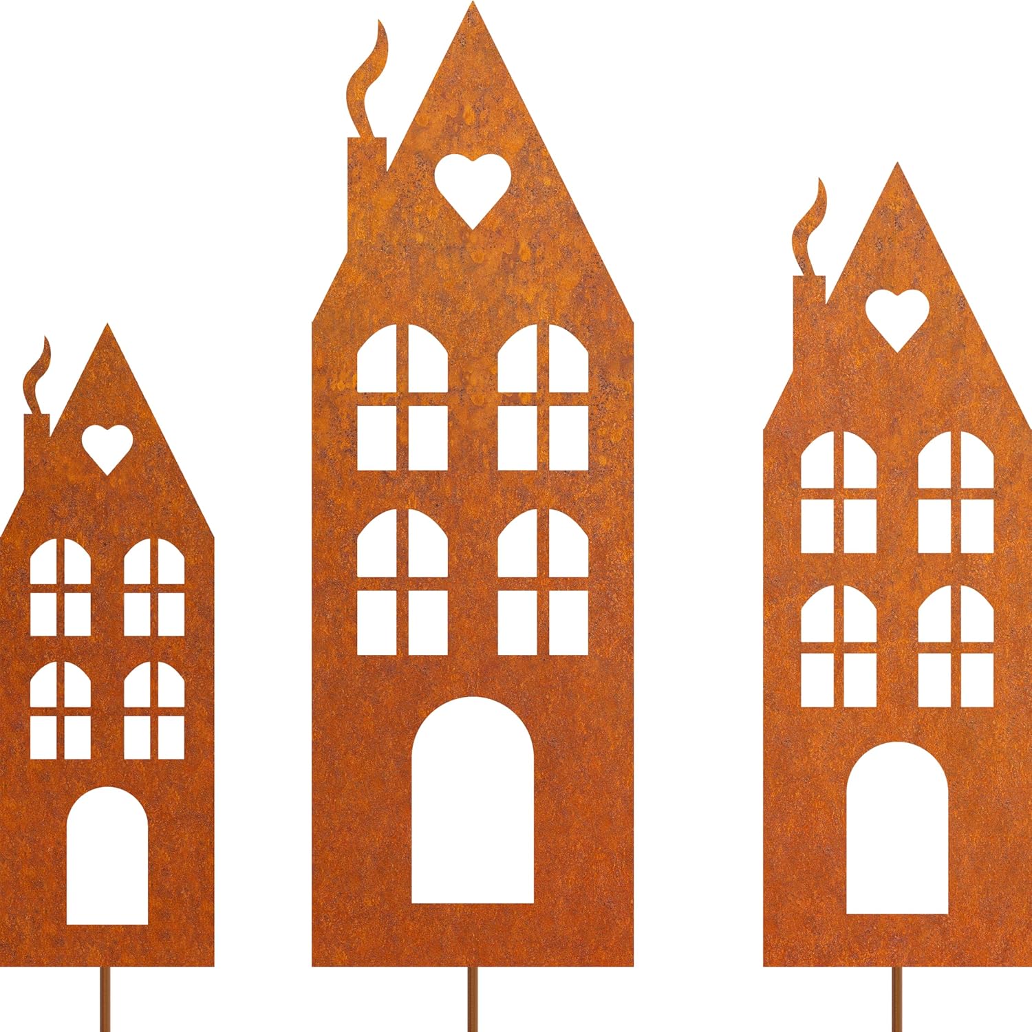 Rost-Deko Eulen Für Garten - 2er Set Vintage Gartenstecker Aus Metall